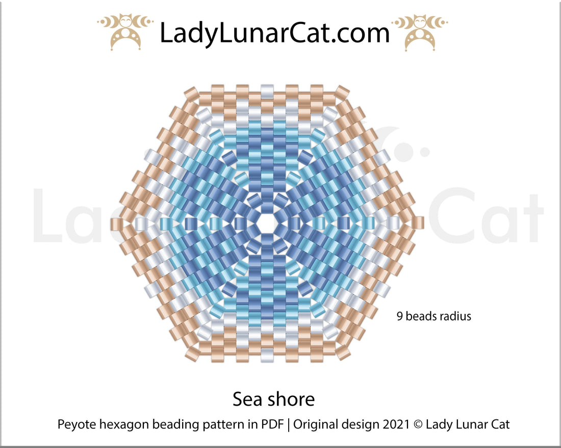 FREE Peyote hexagon pattern for beading Sea shore by Lady Lunar Cat LadyLunarCat