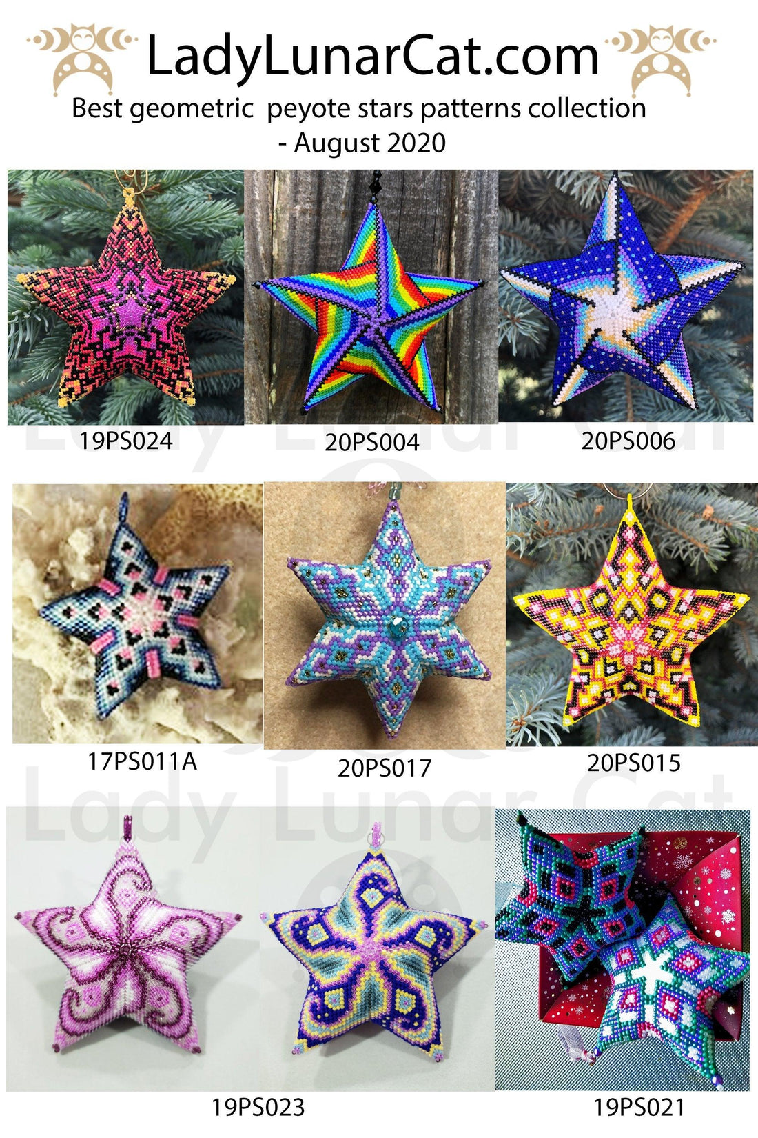 Best Geometric peyote star patterns for beading August 2020. LadyLunarCat