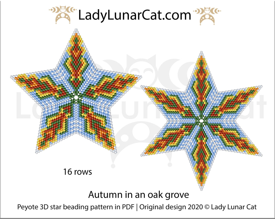 Free Peyote 3D Stars Autumn in an oak grove LadyLunarCat