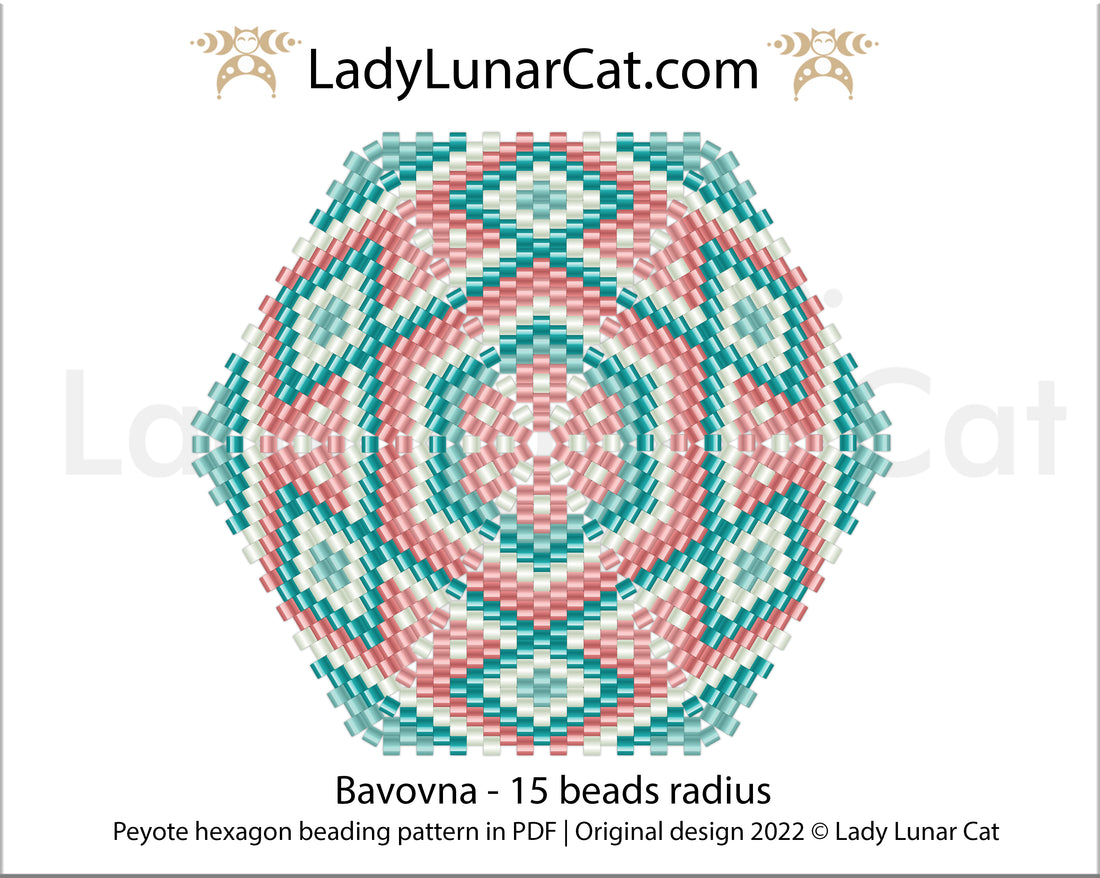 Free beading pattern for peyote hexagon  Bavovna LadyLunarCat