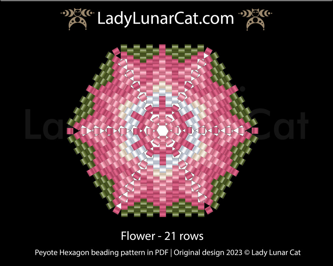 FREE Peyote hexagon pattern for beading Flower by Lady Lunar Cat LadyLunarCat