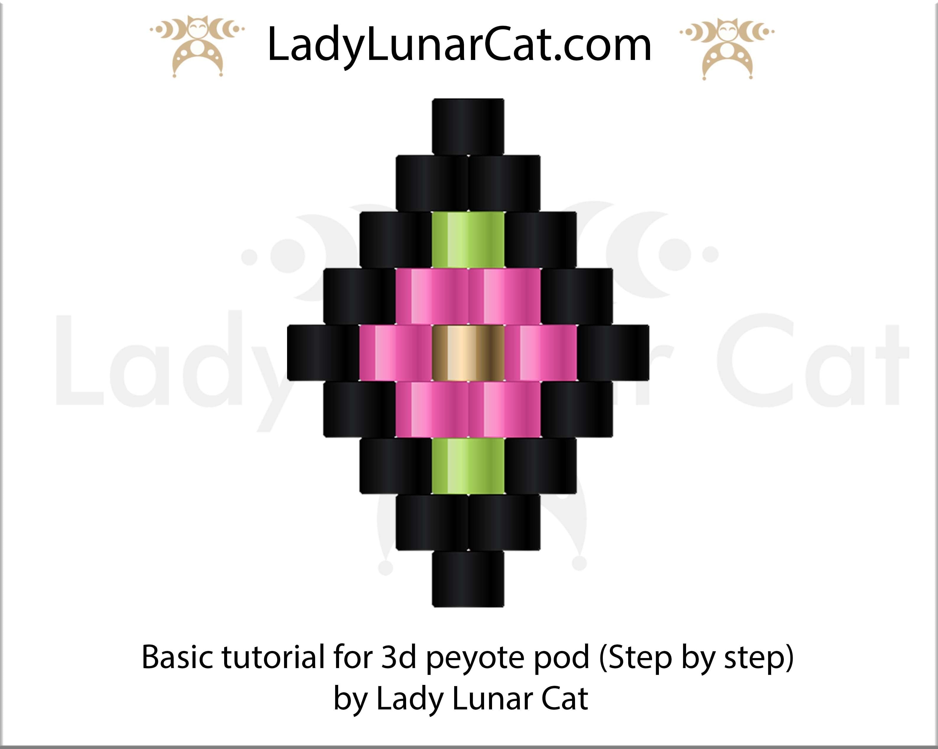 Beading tutorial for 3d peyote pod Bell flowers 19P003 by Lady