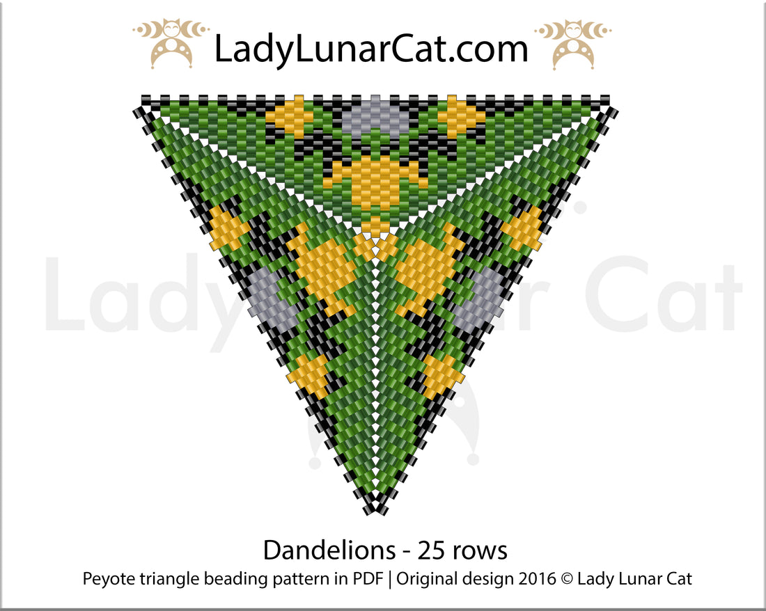 FREE Peyote triangle pattern for beading Dandelions by Lady Lunar Cat LadyLunarCat