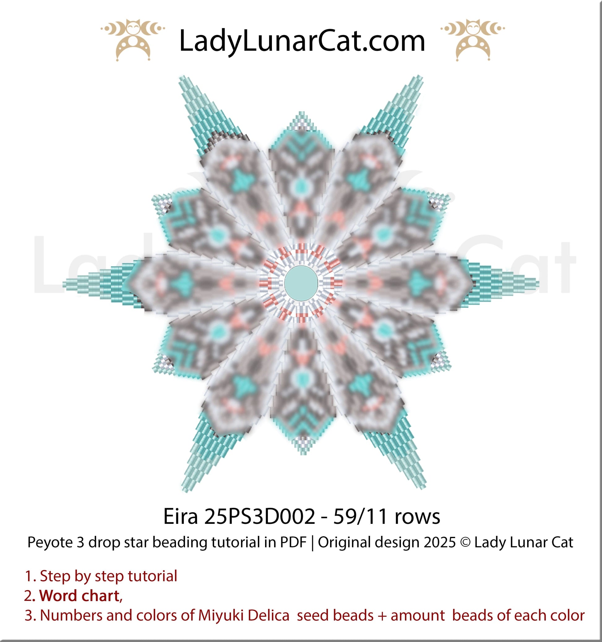 Elegant peyote 3 drop star pattern for beading - Beginner-Friendly tutorial (Copy) LadyLunarCat