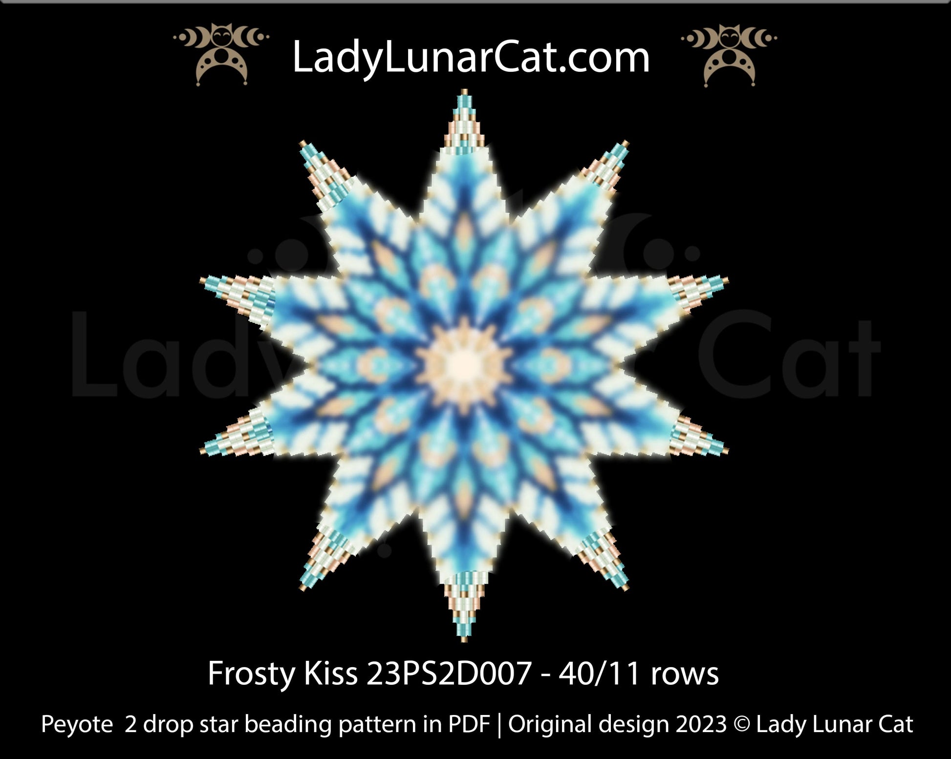 Copy of Peyote 2 drop star pattern for beading - Moonlight flowers 23PS2D001 14 rows + Basic star 2 drop LadyLunarCat