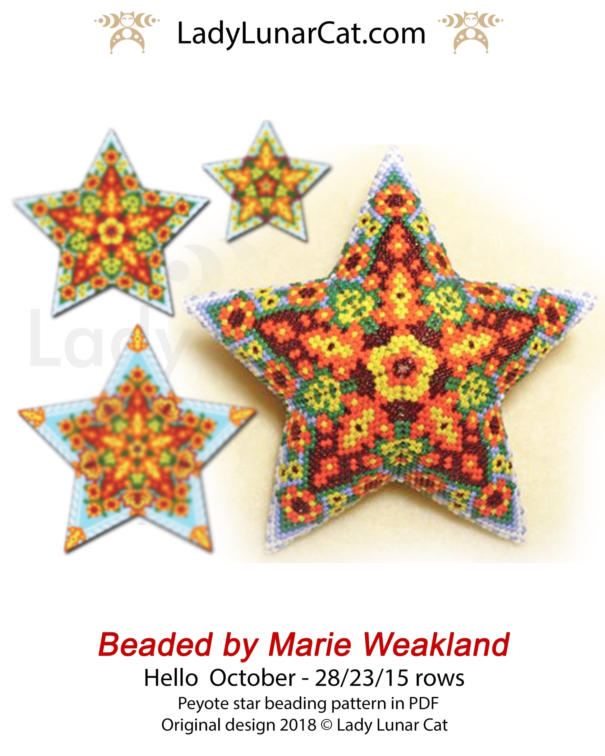 Peyote star patterns for beading Autumn Hello October 2018 LadyLunarCat
