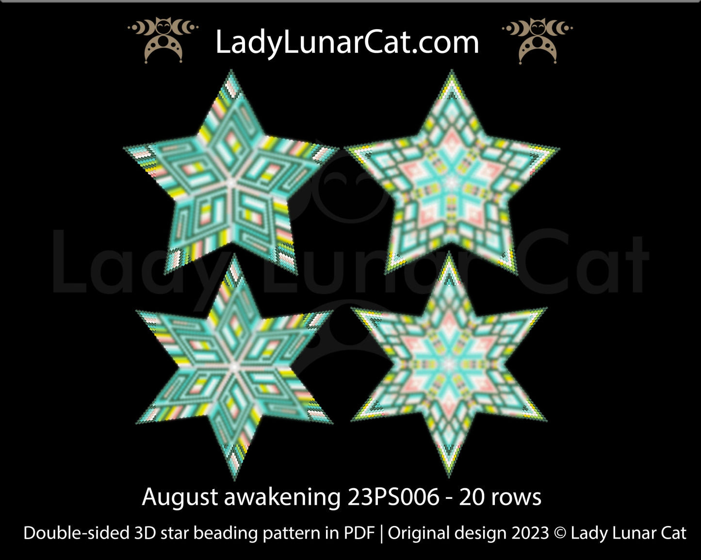 Copy of Peyote star pattern for beading - Summer 23PS00314 rows LadyLunarCat