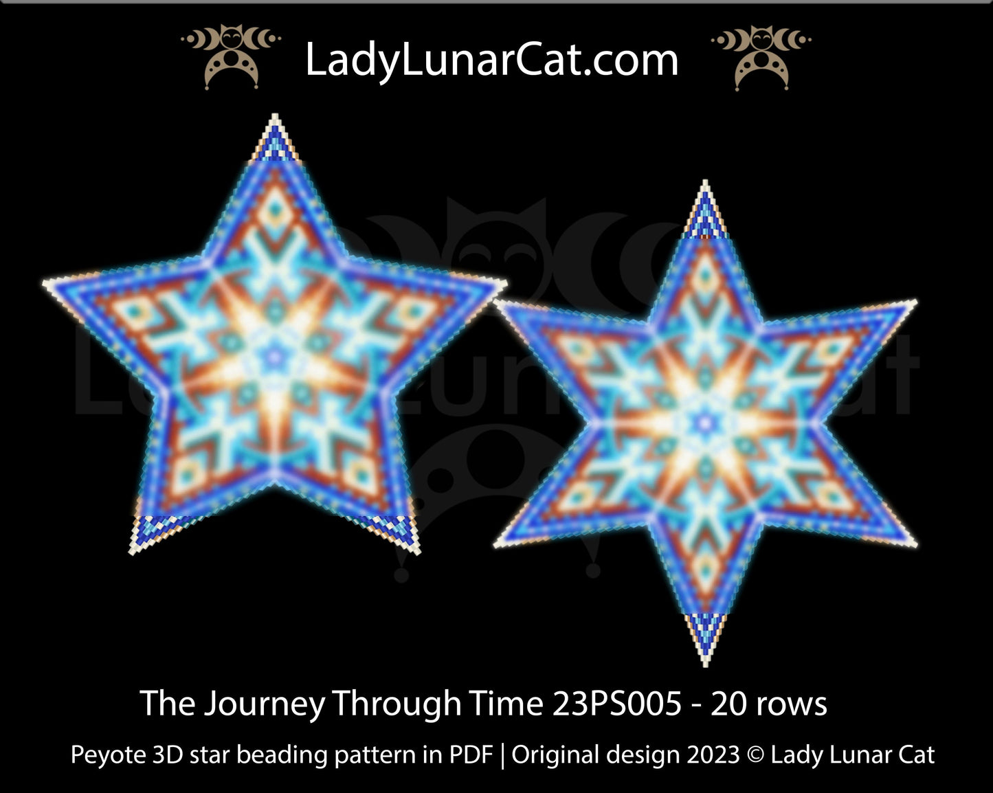 Copy of Peyote star pattern for beading - The Journey Through Time 23PS005 20 rows LadyLunarCat
