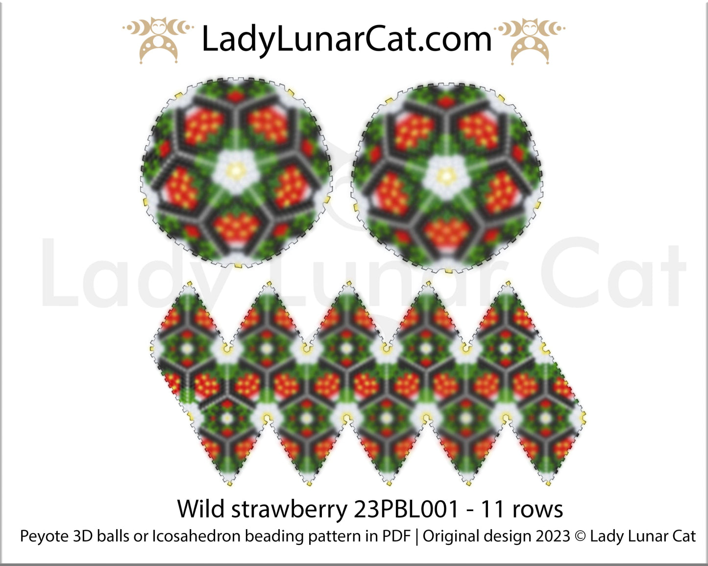 Copy of Peyote 3d ball pattern for beading | Beaded Icosahedron Velvet 20PBL009 12 rows LadyLunarCat