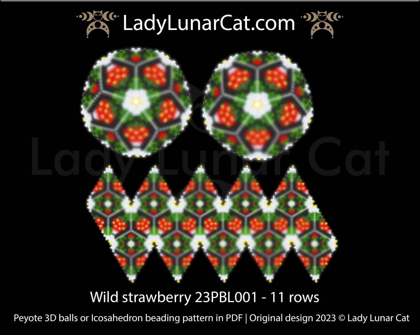 Copy of Peyote 3d ball pattern for beading | Beaded Icosahedron Velvet 20PBL009 12 rows LadyLunarCat