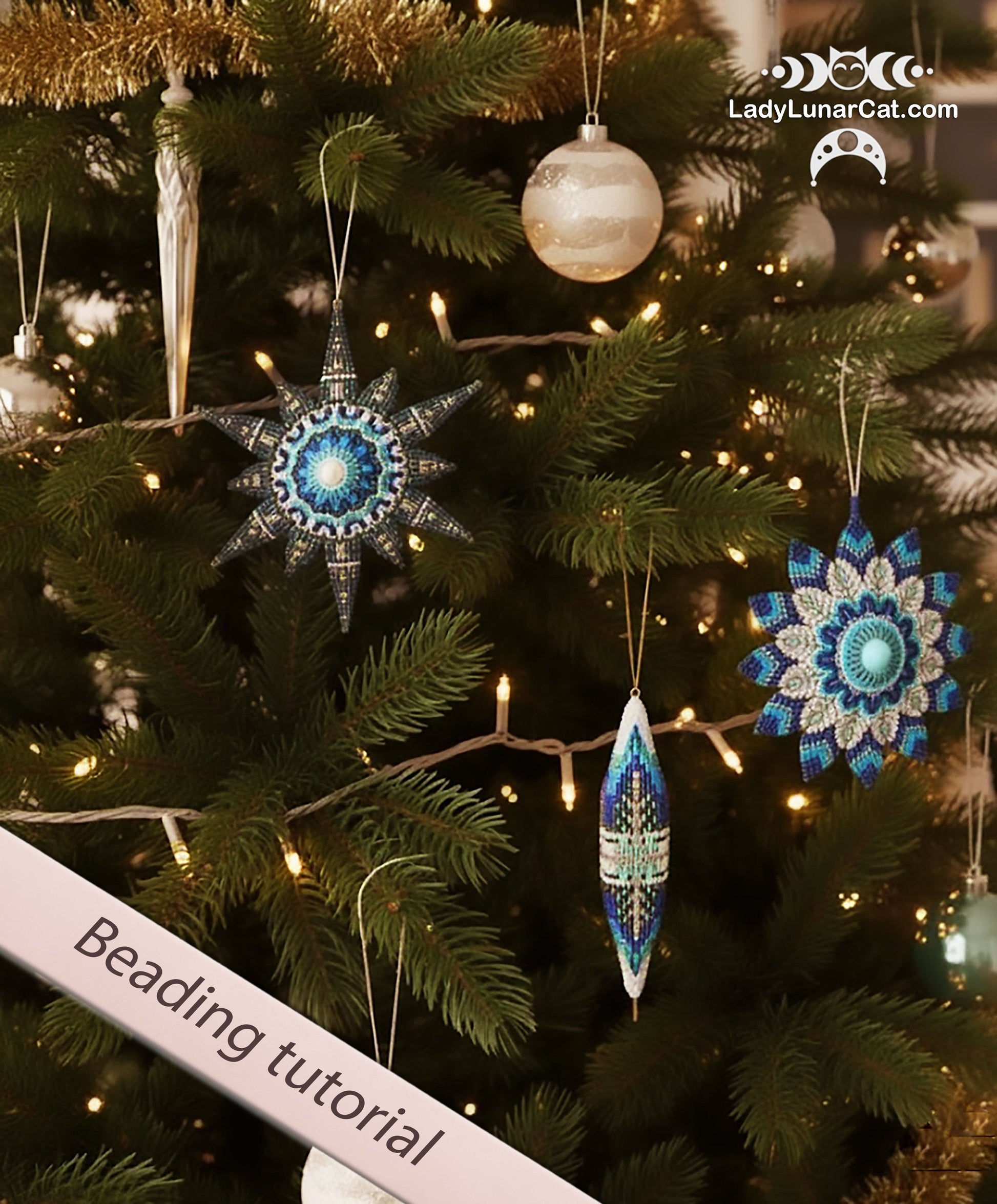 Winter Shore Collection: 3-in-1 Beading Tutorial PDF for Peyote 3D Star & Pod LadyLunarCat