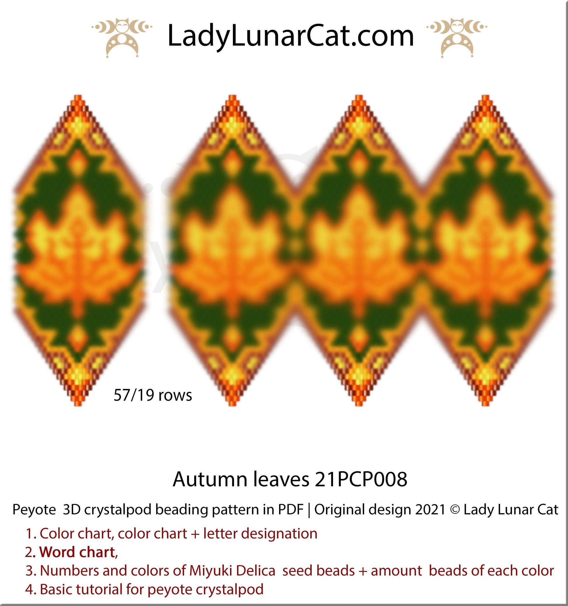 3D Peyote Pod Beading Pattern: Autumn Leaves DIY (Copy) Lady Lunar Cat