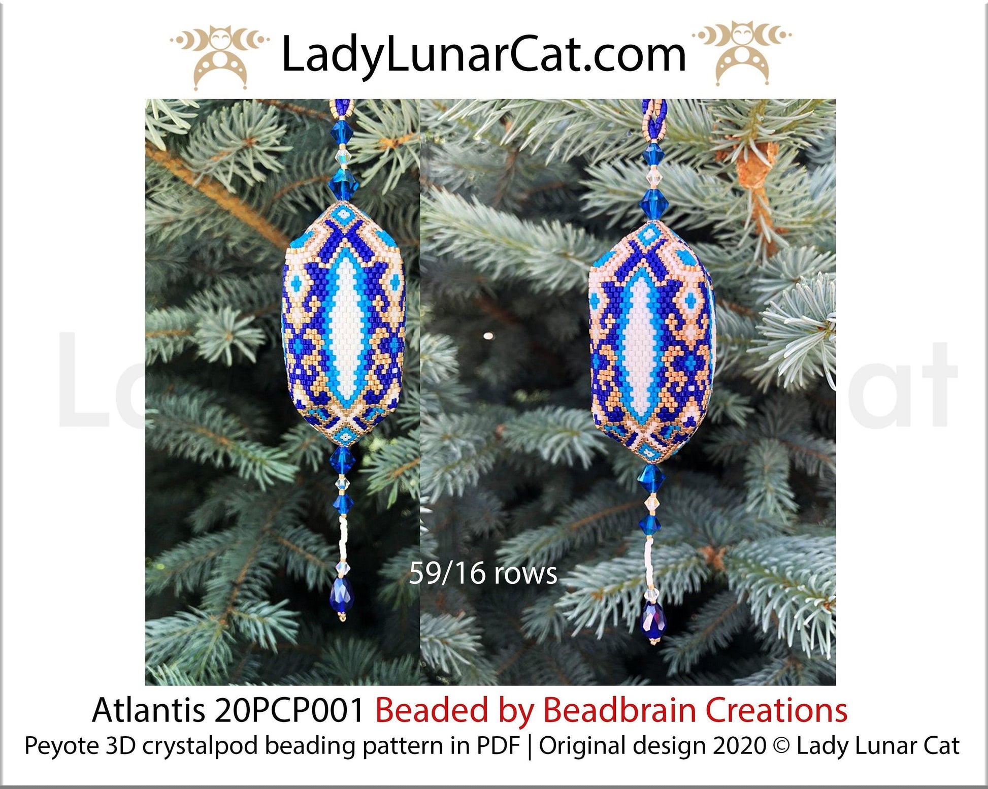 3d peyote pod pattern or crystalpod pattern for beading Atlantis 20PCP001 LadyLunarCat