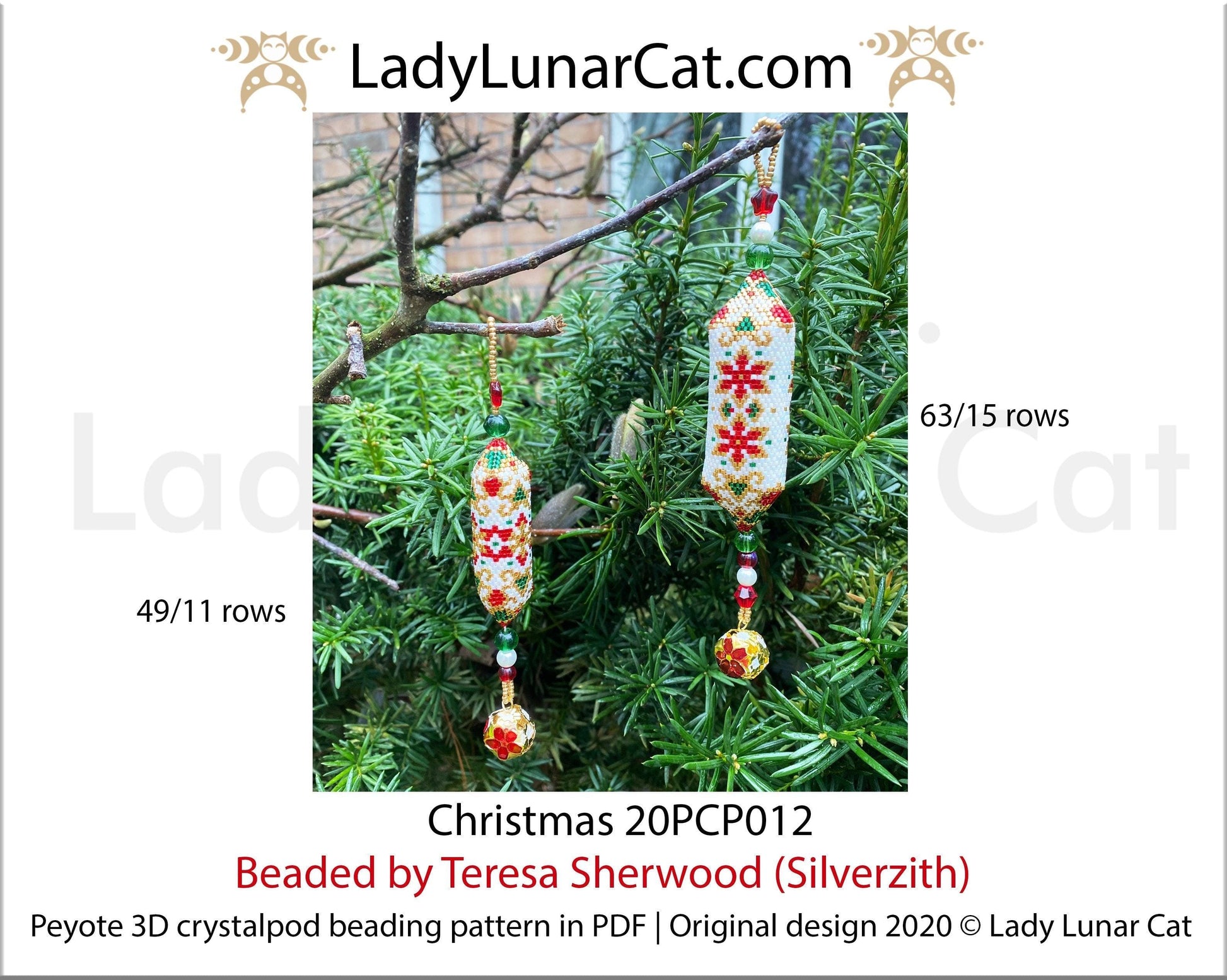 3d peyote pod pattern or crystalpod pattern for beading Christmas 20PCP012 LadyLunarCat