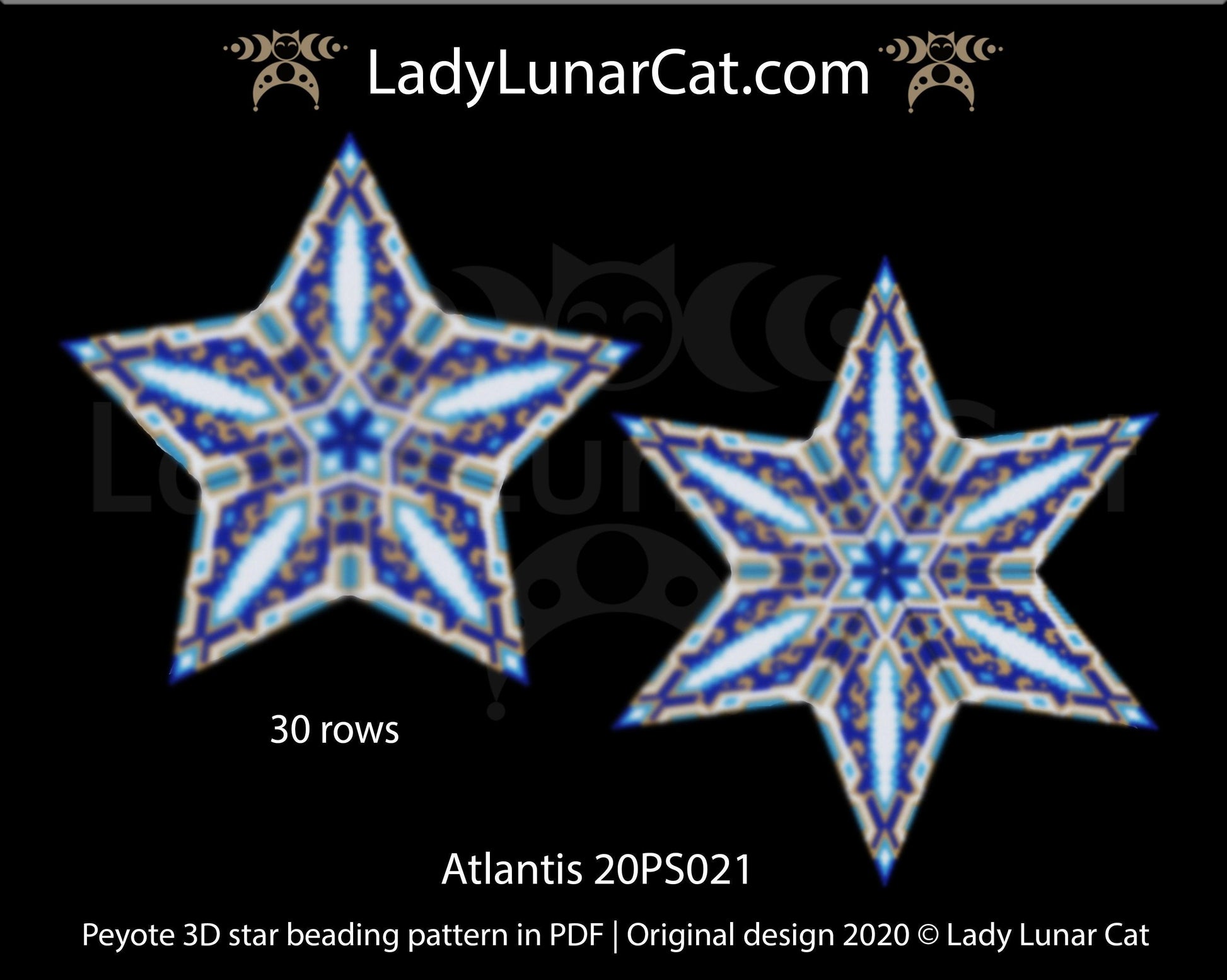 3d peyote star patterns for beading Atlantis 20PS021 LadyLunarCat
