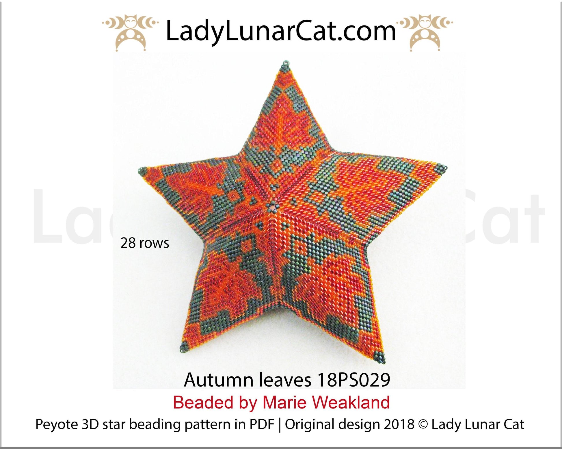 3d peyote star patterns for beading Autumn leaves 18PS029 LadyLunarCat