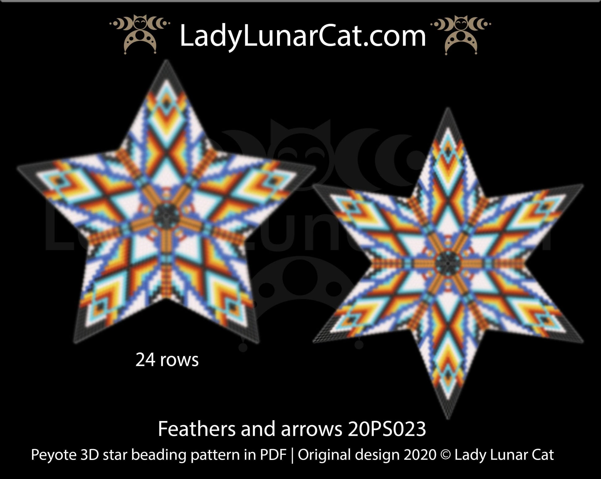 3d peyote star patterns for beading Feathers and arrows 20PS023 LadyLunarCat