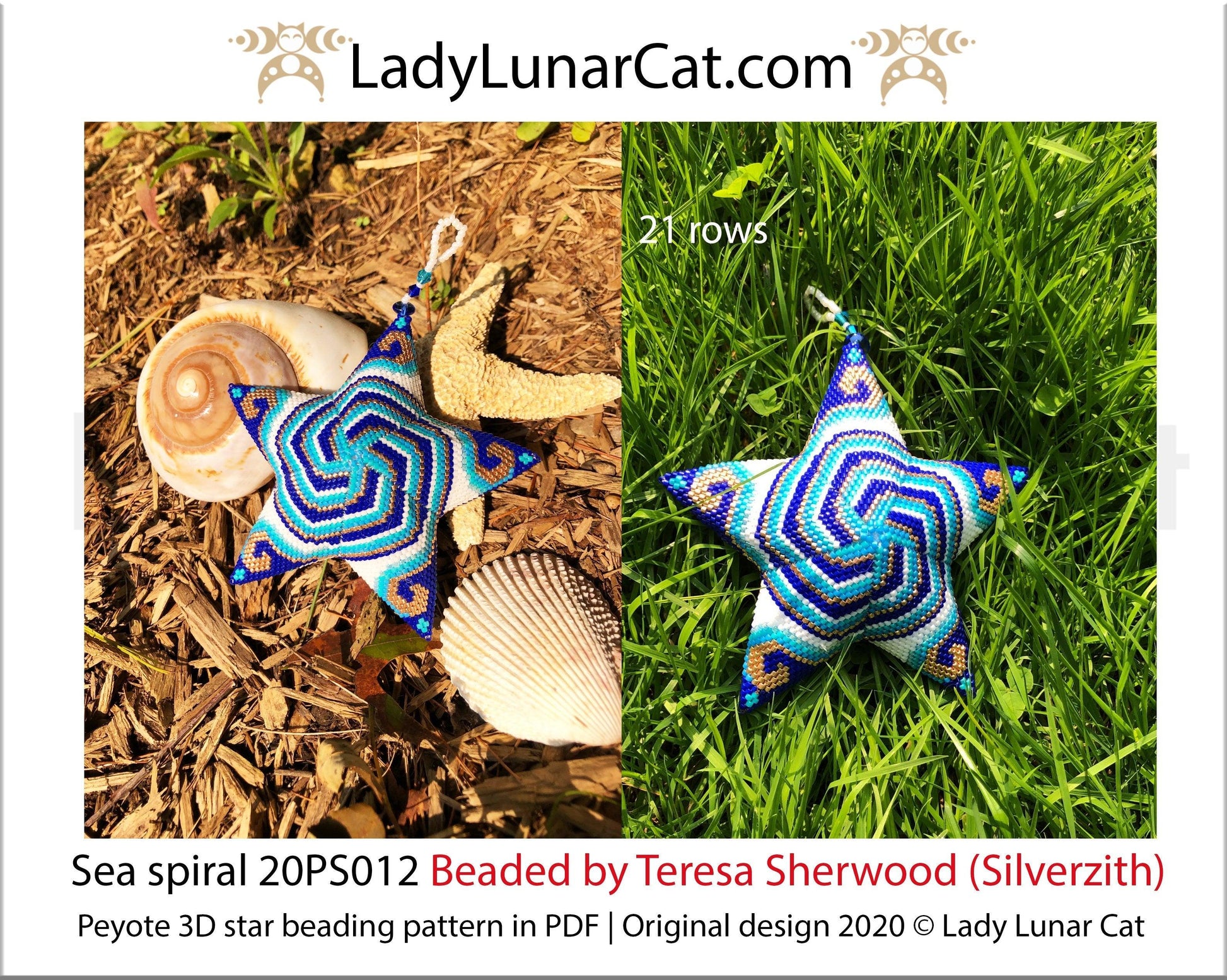 3d peyote star patterns for beading Sea spiral 20PS012 LadyLunarCat