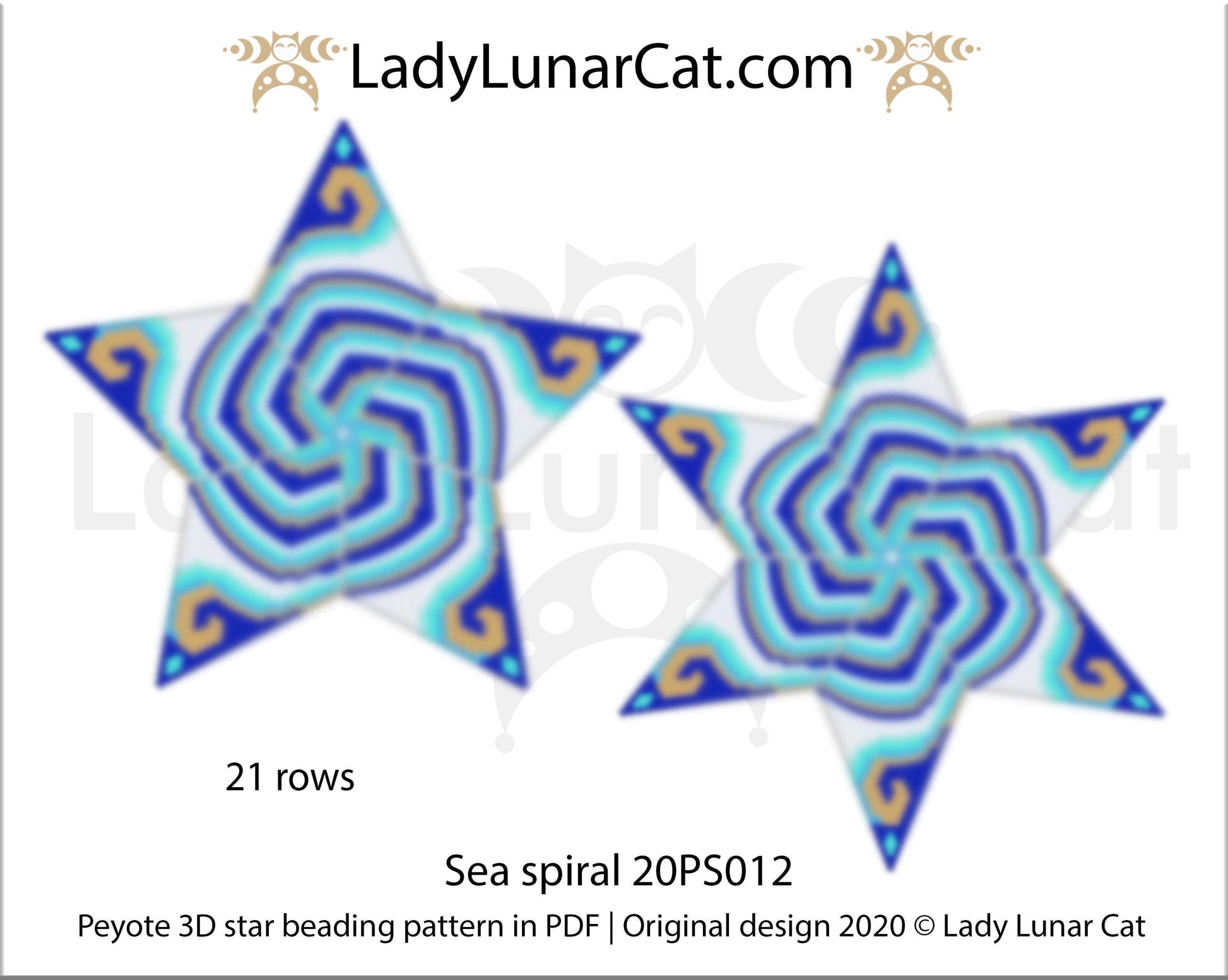 3d peyote star patterns for beading Sea spiral 20PS012 LadyLunarCat