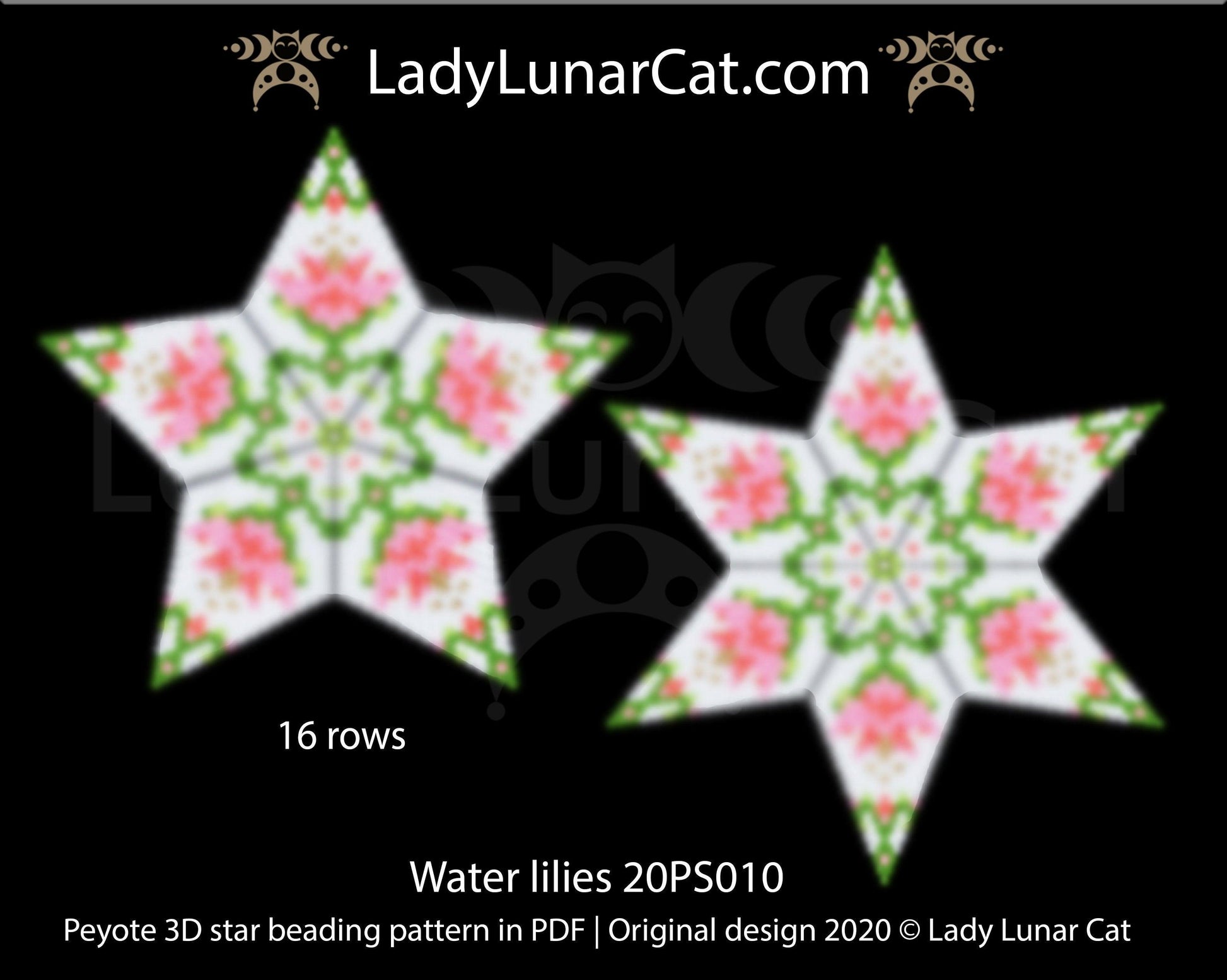 3d peyote star patterns for beading Water lilies 20PS010 LadyLunarCat