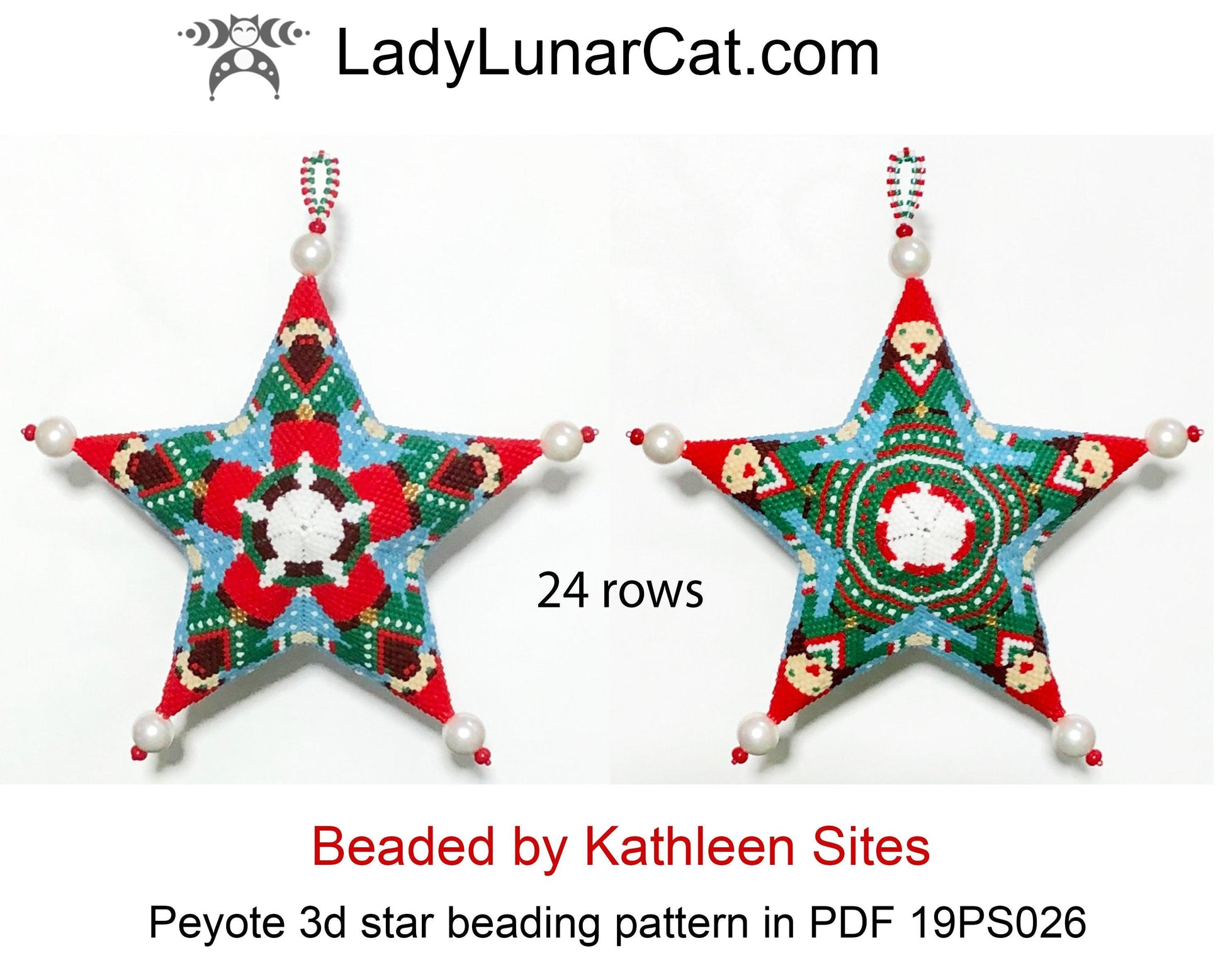 3d peyote star patterns for beading Winter Dwarfs 19PS026 LadyLunarCat