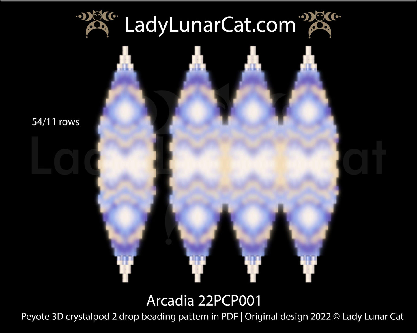 Peyote 2drop pod pattern or crystalpod pattern for beading Arcadia 22PCP001 LadyLunarCat