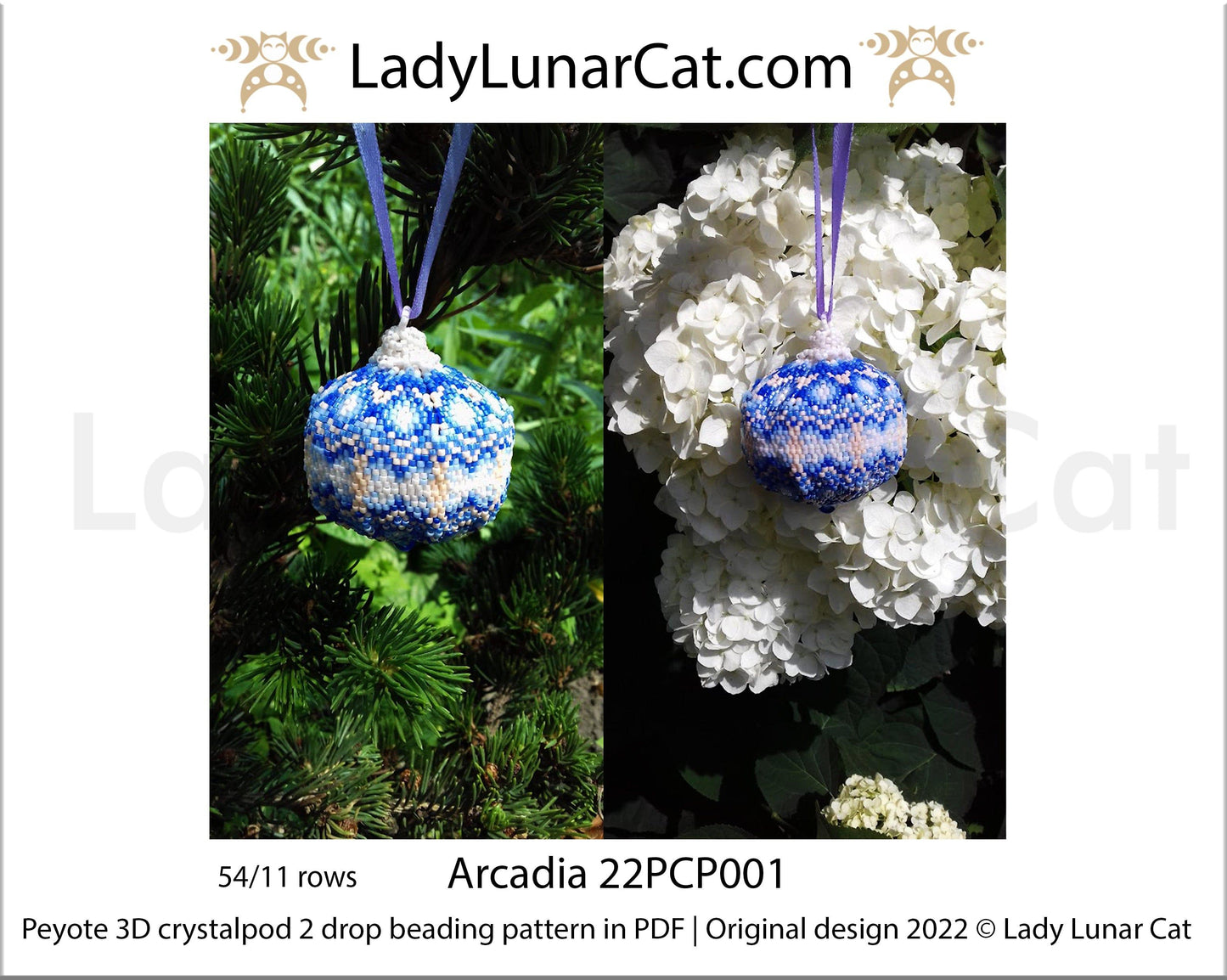 Peyote 2drop pod pattern or crystalpod pattern for beading Arcadia 22PCP001 LadyLunarCat