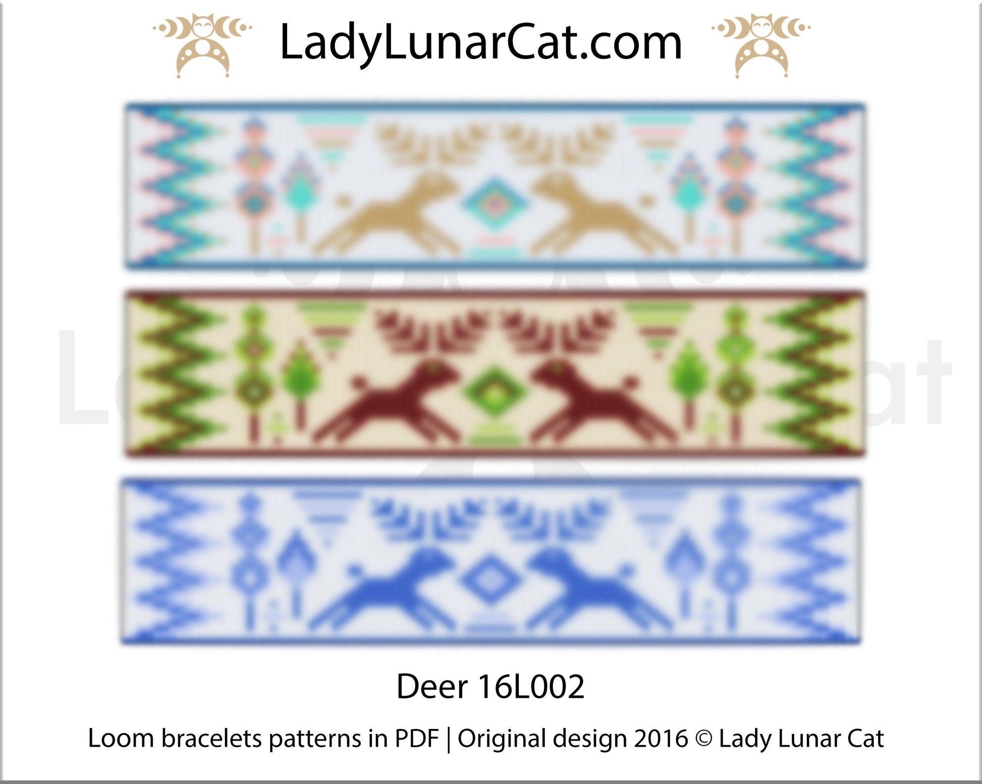 Bead loom pattern for bracelets - Christmas Deer 16L002 LadyLunarCat