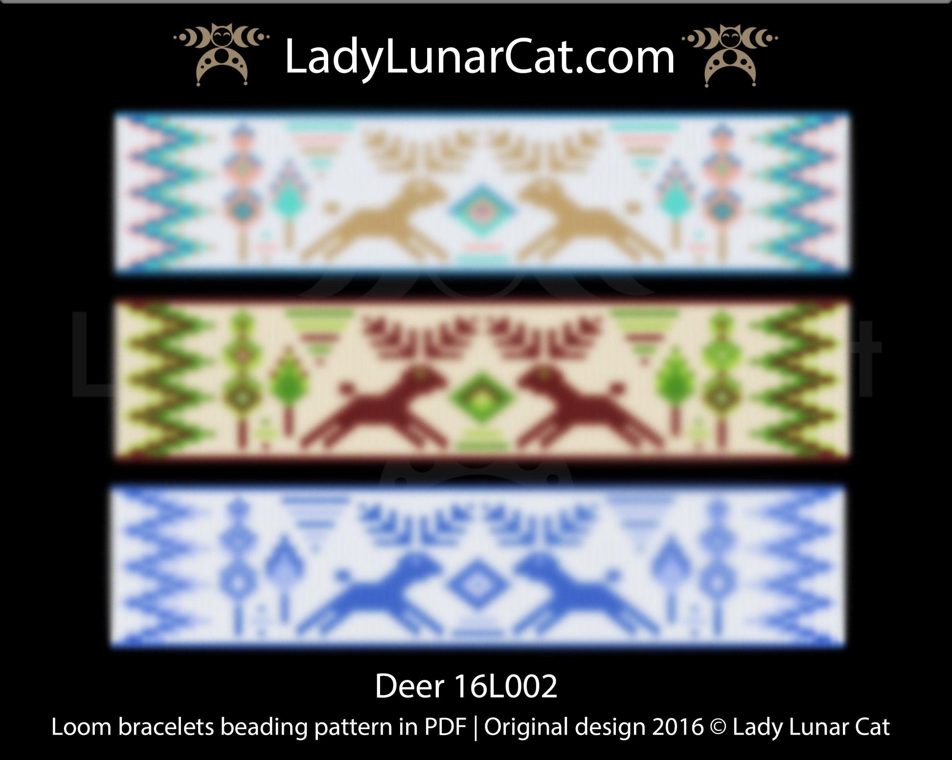 Bead loom pattern for bracelets - Christmas Deer 16L002 LadyLunarCat