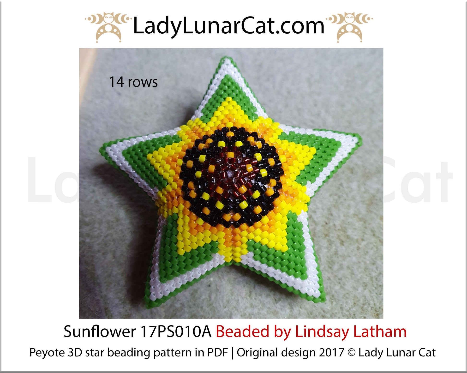 Beaded star pattern for beadweaving Sunflower 17PS010A LadyLunarCat
