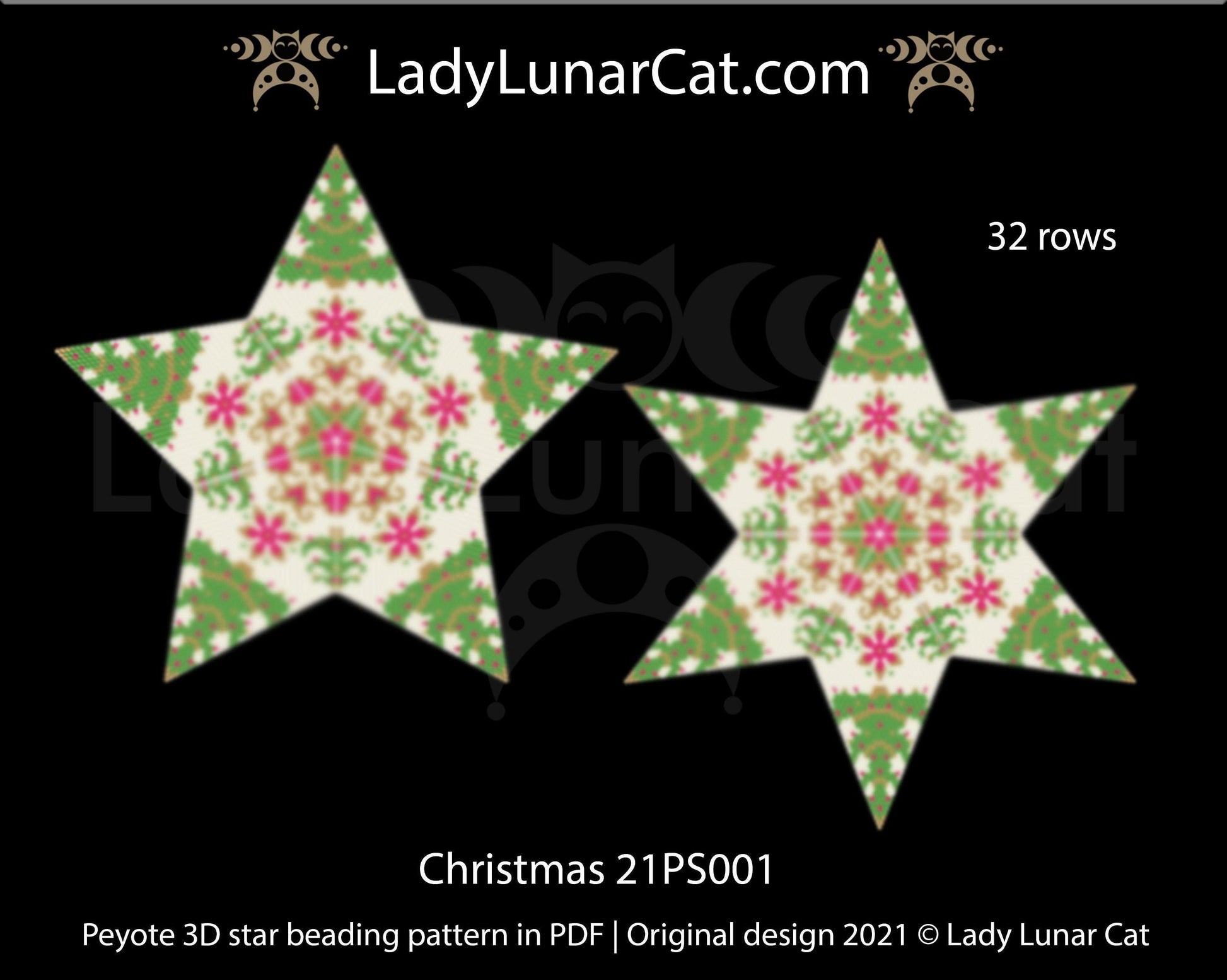 Beaded star pattern for beadweaving Christmas 21PS001 LadyLunarCat