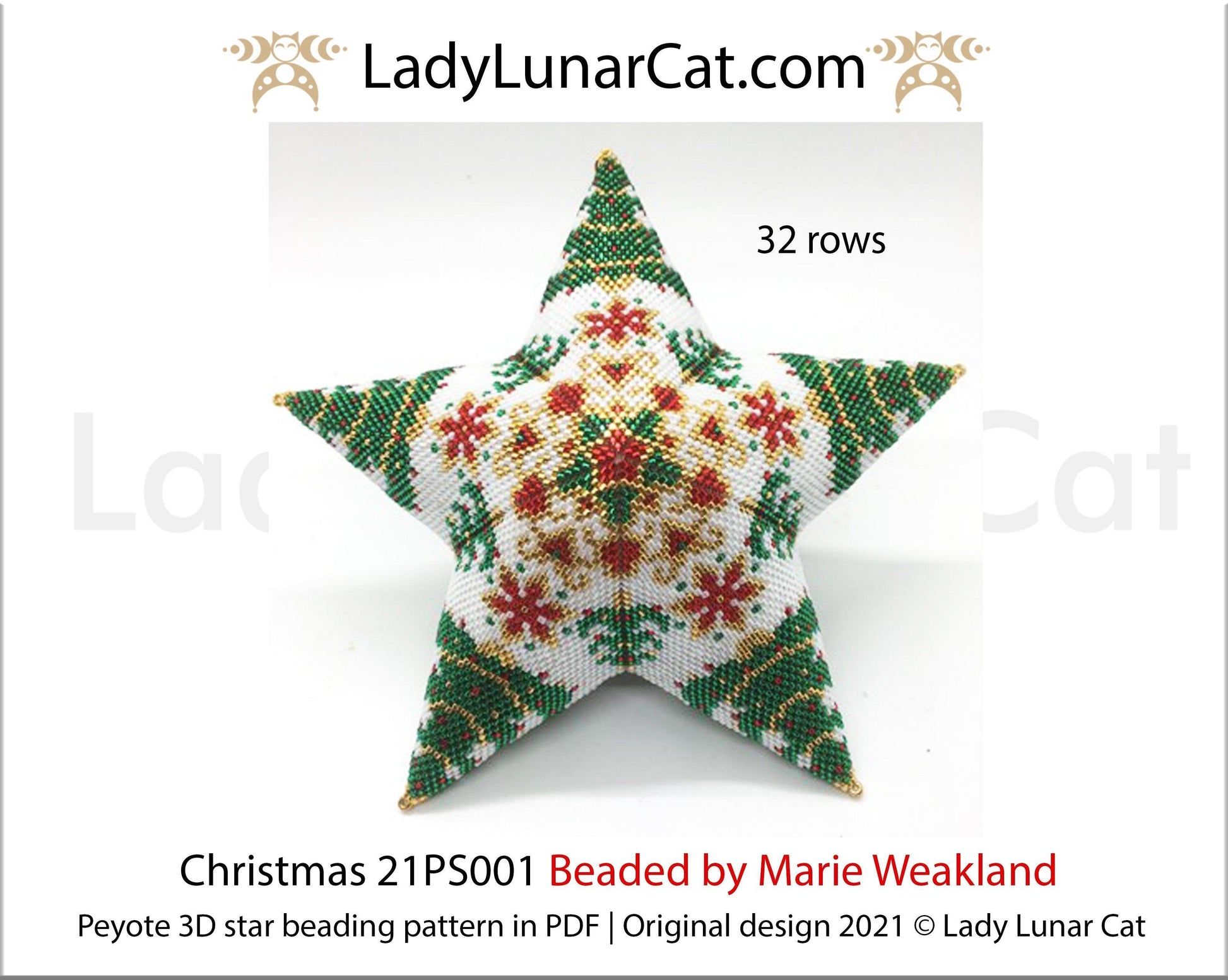 Beaded star pattern for beadweaving Christmas 21PS001 LadyLunarCat
