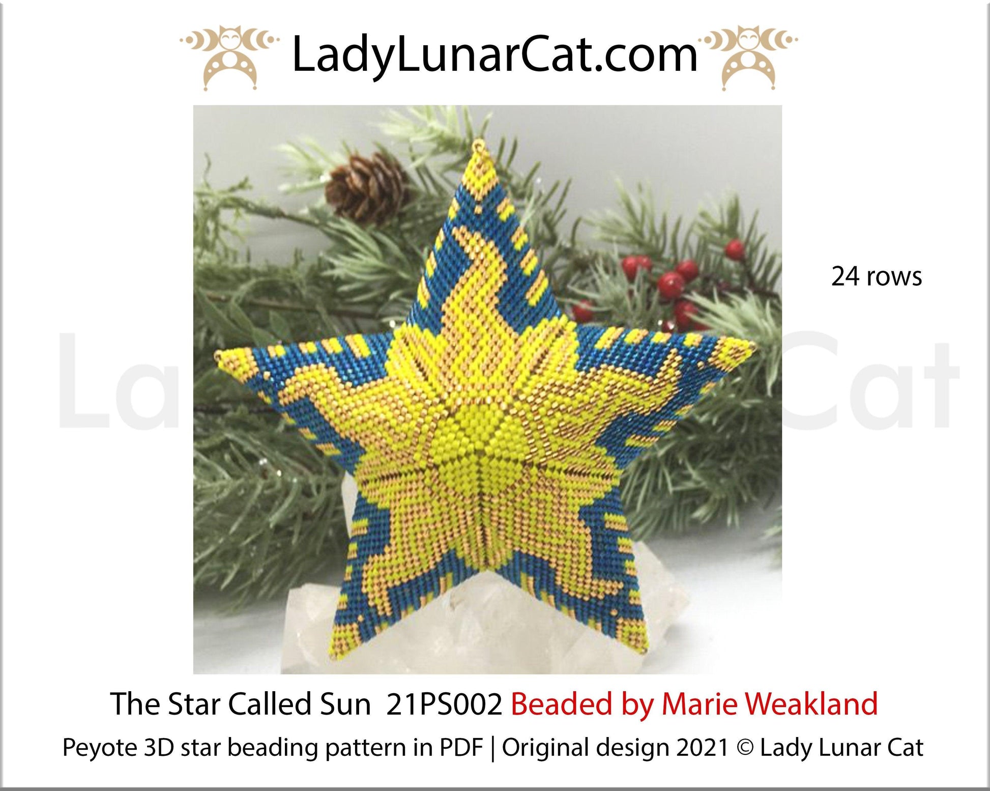 Beaded star pattern for beadweaving The Star Called Sun 21PS002 24 rows LadyLunarCat