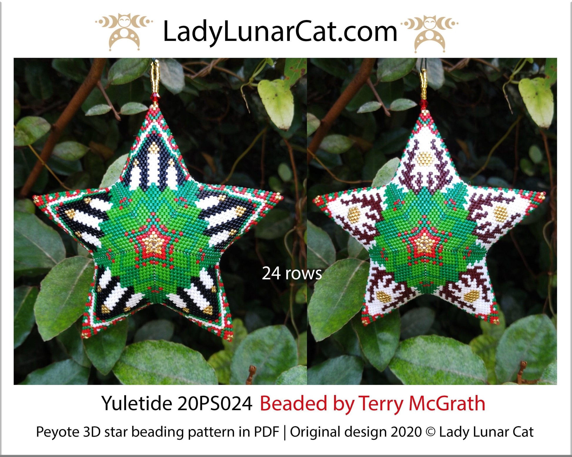 Beaded star pattern for beadweaving Yuletide 20PS024 LadyLunarCat