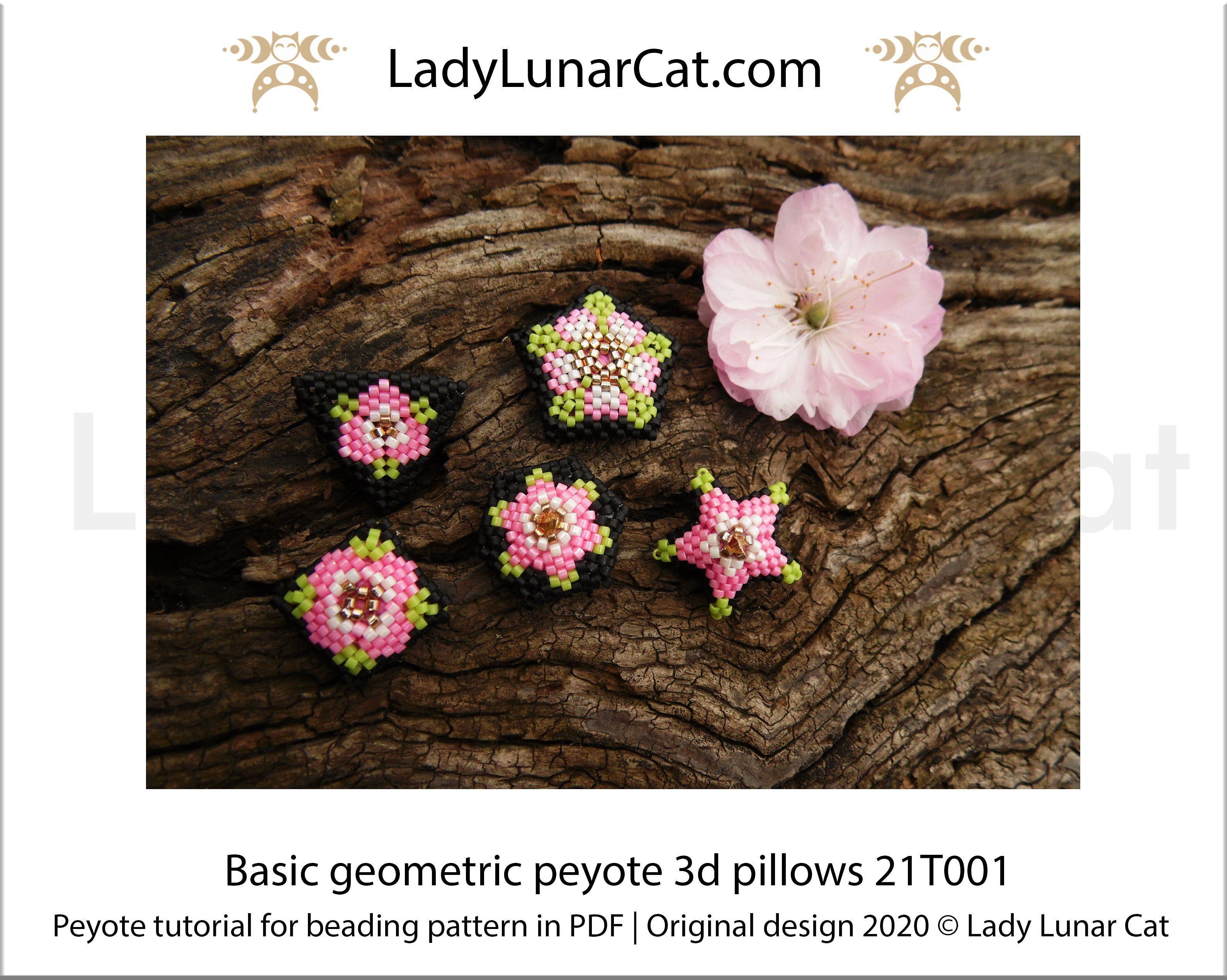 Beading tutorial peyote 3d pillow 21T001 Step by step Lady Lunar Cat –  LadyLunarCat