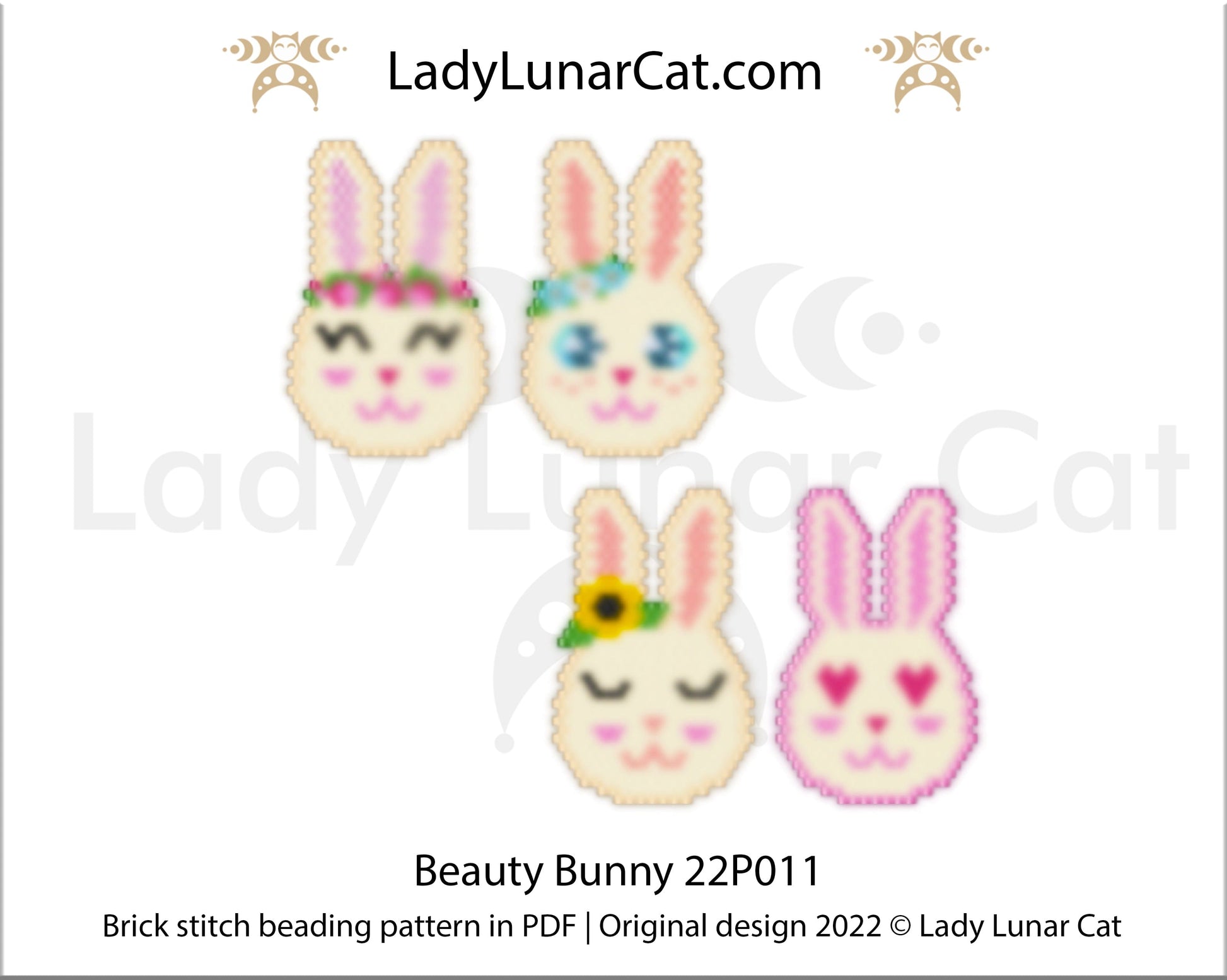 Brick stitch beading pattern Beauty Bunny 22P011 LadyLunarCat