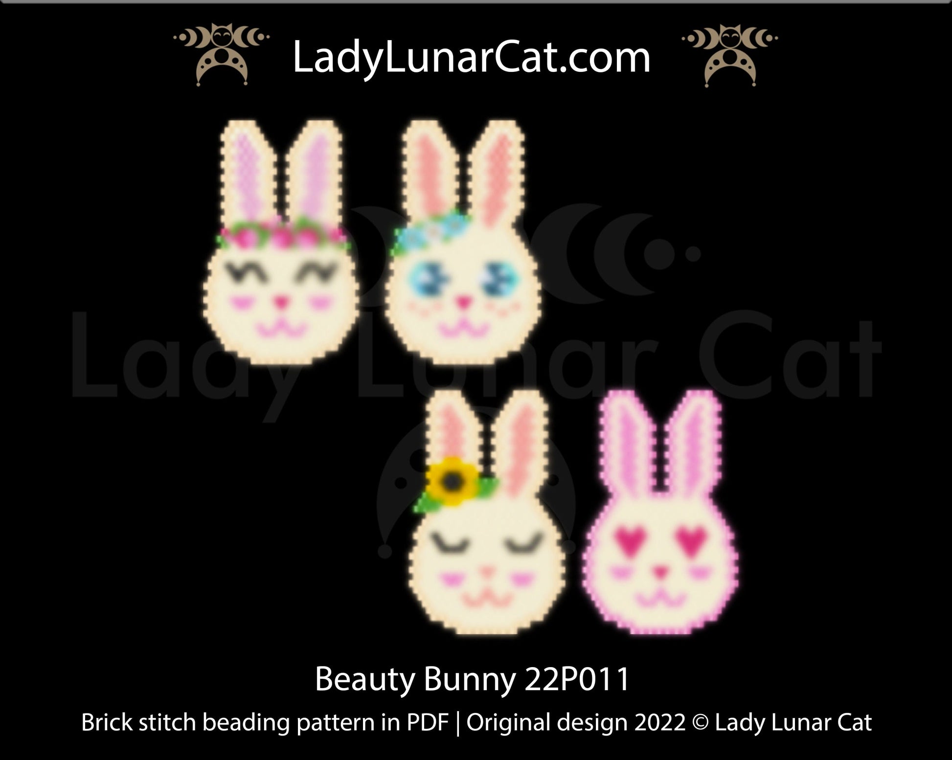 Brick stitch beading pattern Beauty Bunny 22P011 LadyLunarCat