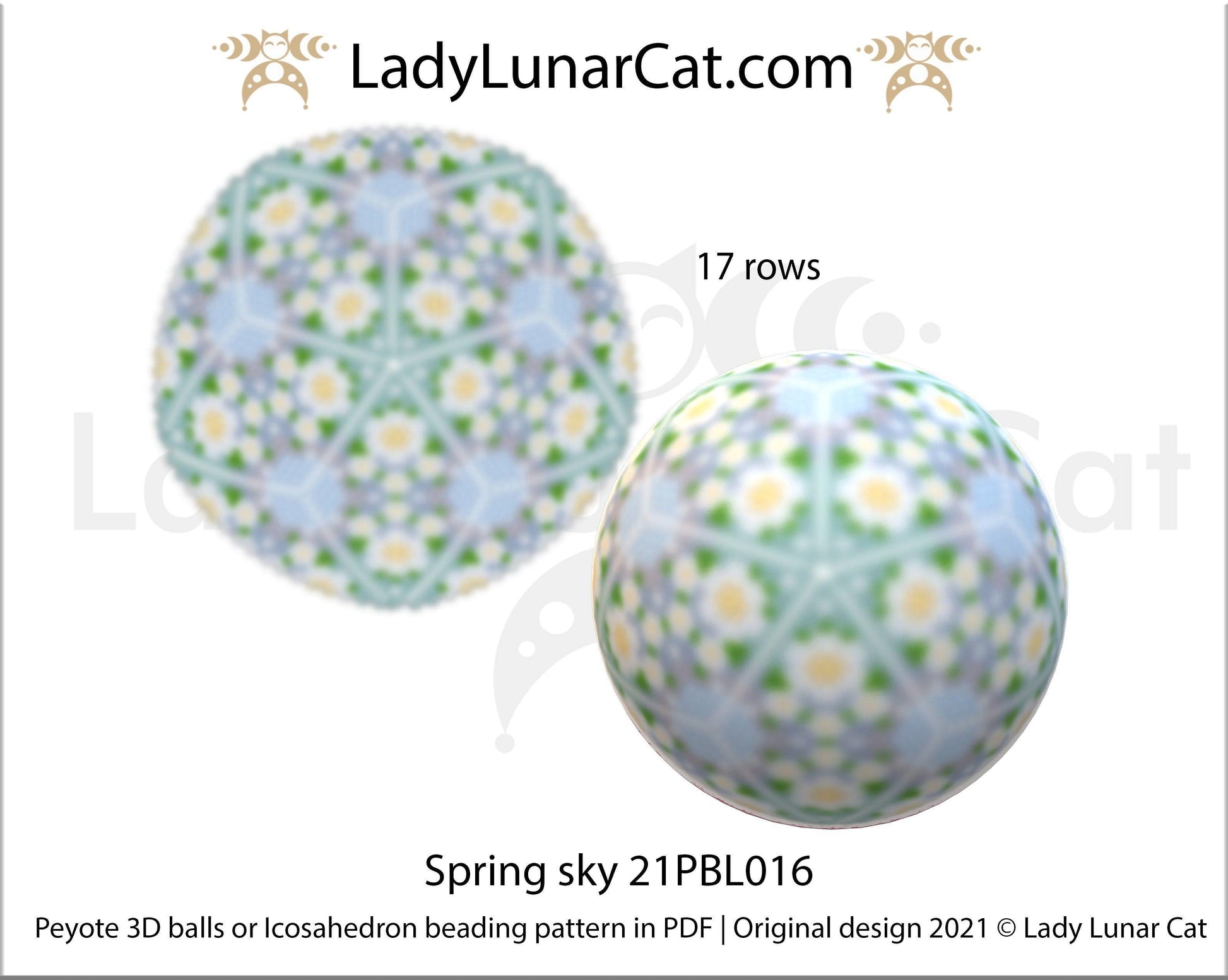 Copy of Beaded ball pattern for beading | Peyote 3d Icosahedron Hydrangea 21PBL018 16 rows LadyLunarCat