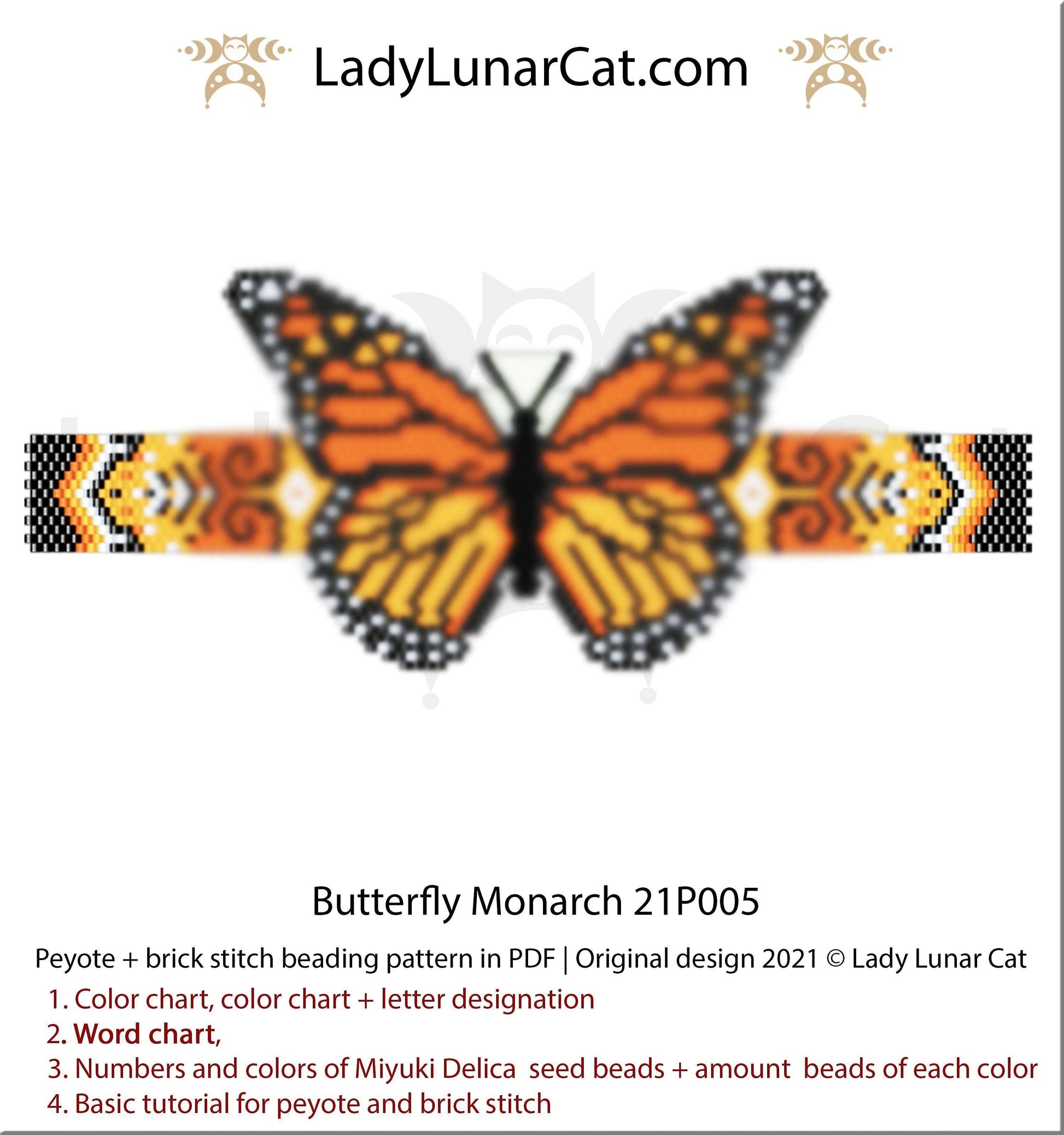 Copy of Brick stitch patterns for beading Autumn butterfly set 17B002 LadyLunarCat