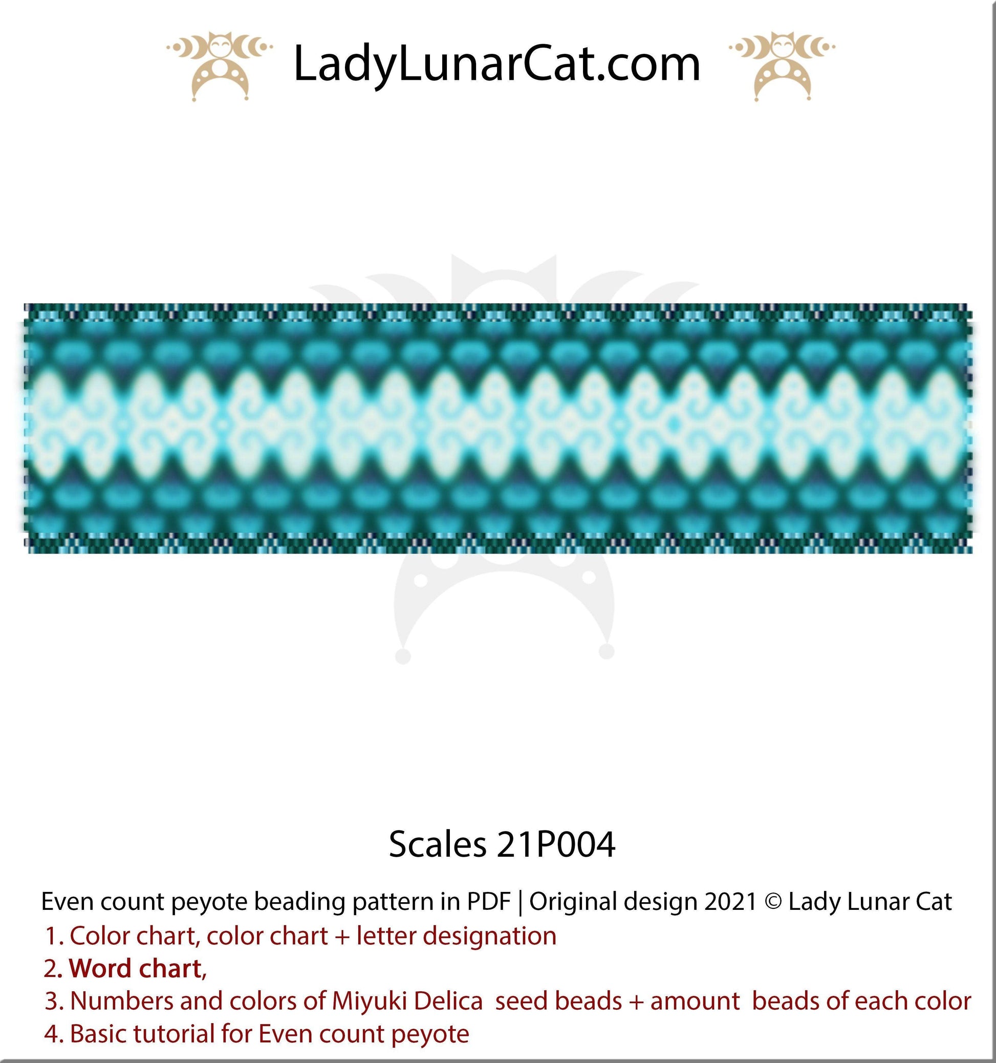 Copy of Odd count peyote bracelet pattern for beading Lilac flower 18P018 LadyLunarCat