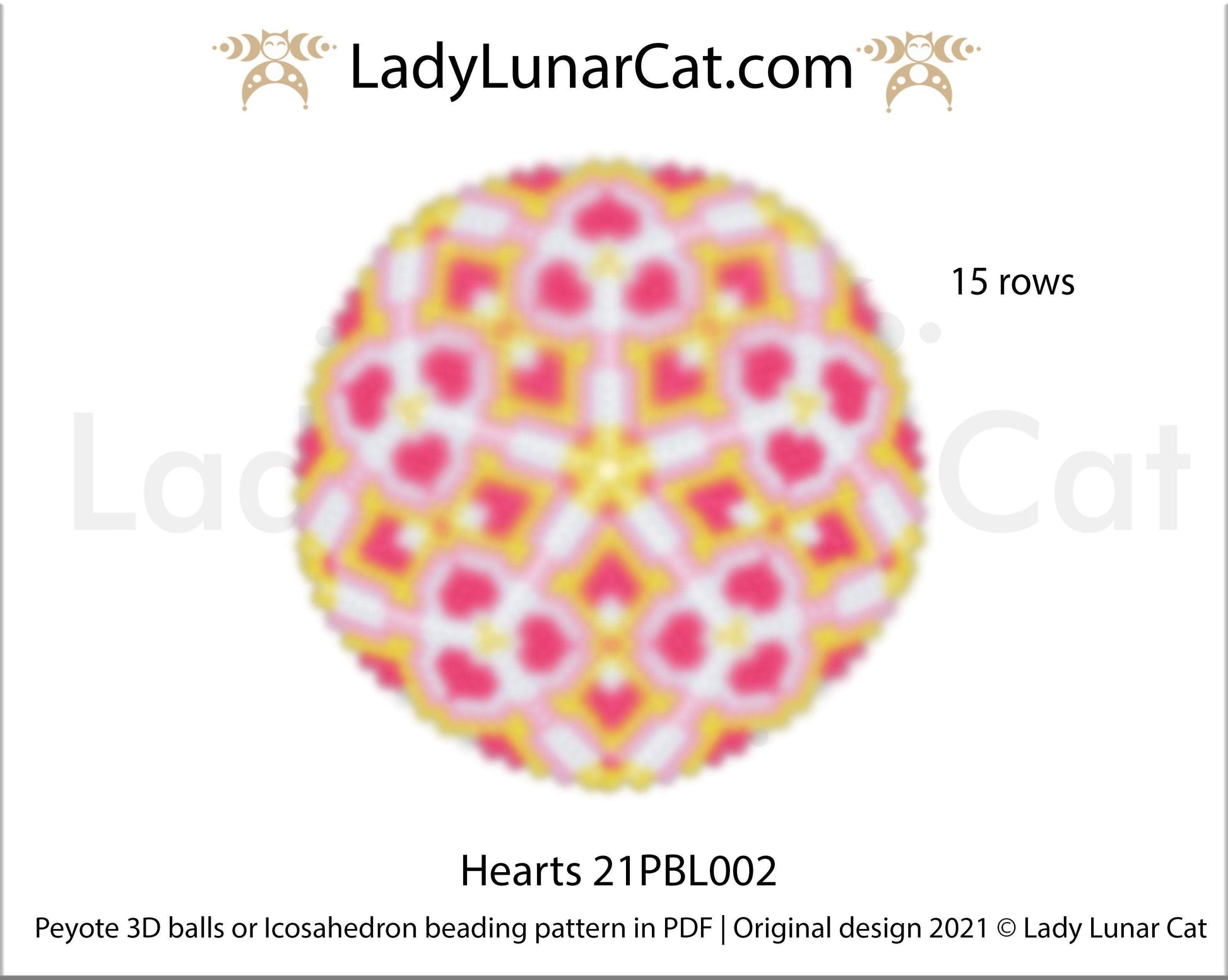 Copy of Peyote 3d ball pattern for beading | Beaded Icosahedron Ermelinda 20PBL012 15 rows LadyLunarCat