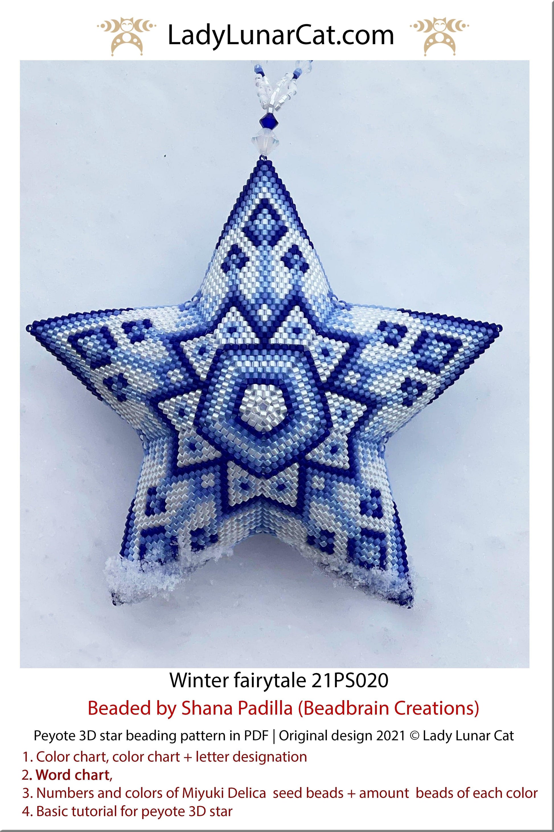 Beaded star pattern for beading- Winter fairytale 21PS020 23 rows LadyLunarCat