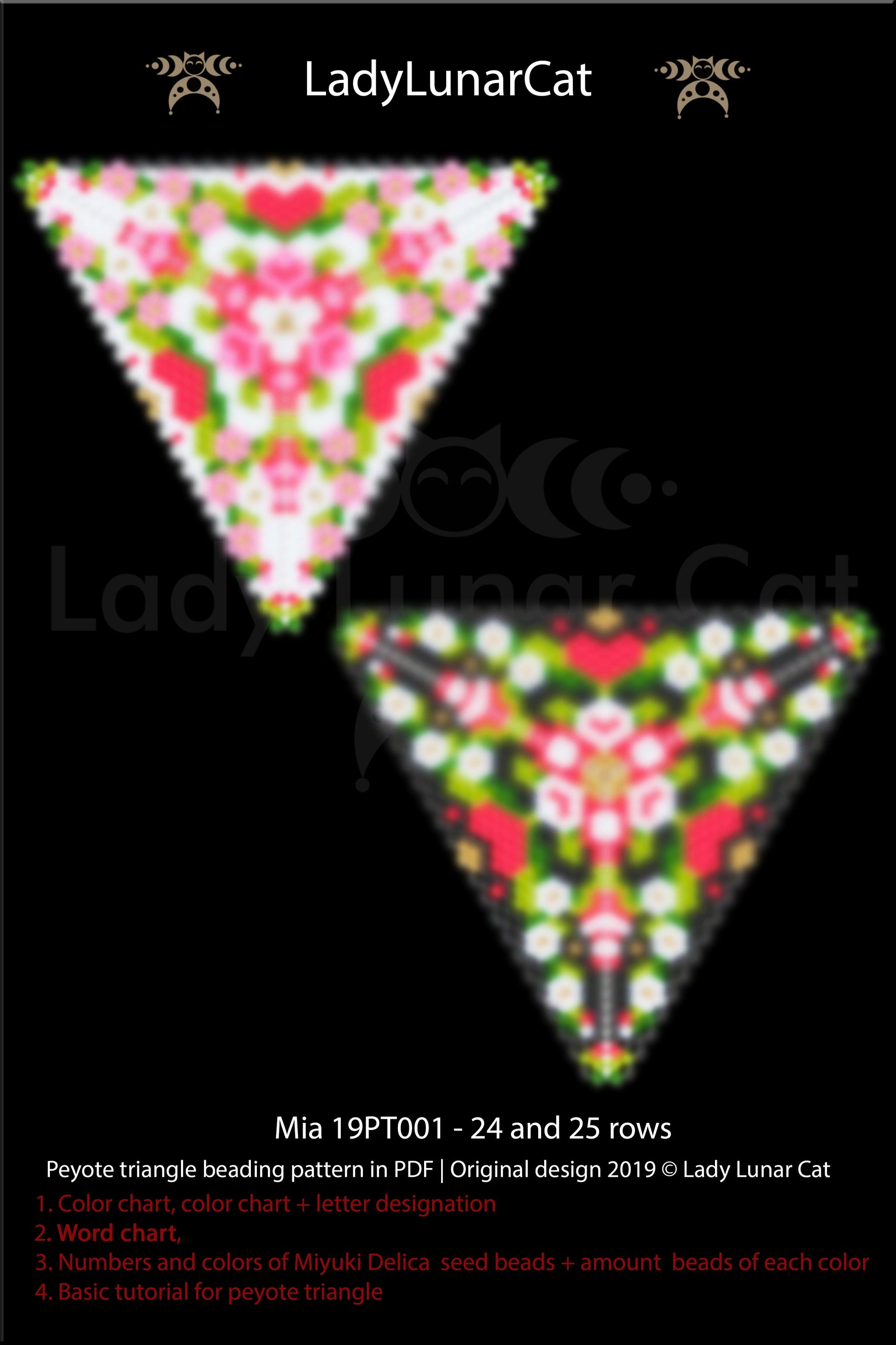 Peyote triangle pattern for beading Mia 19PT001 LadyLunarCat