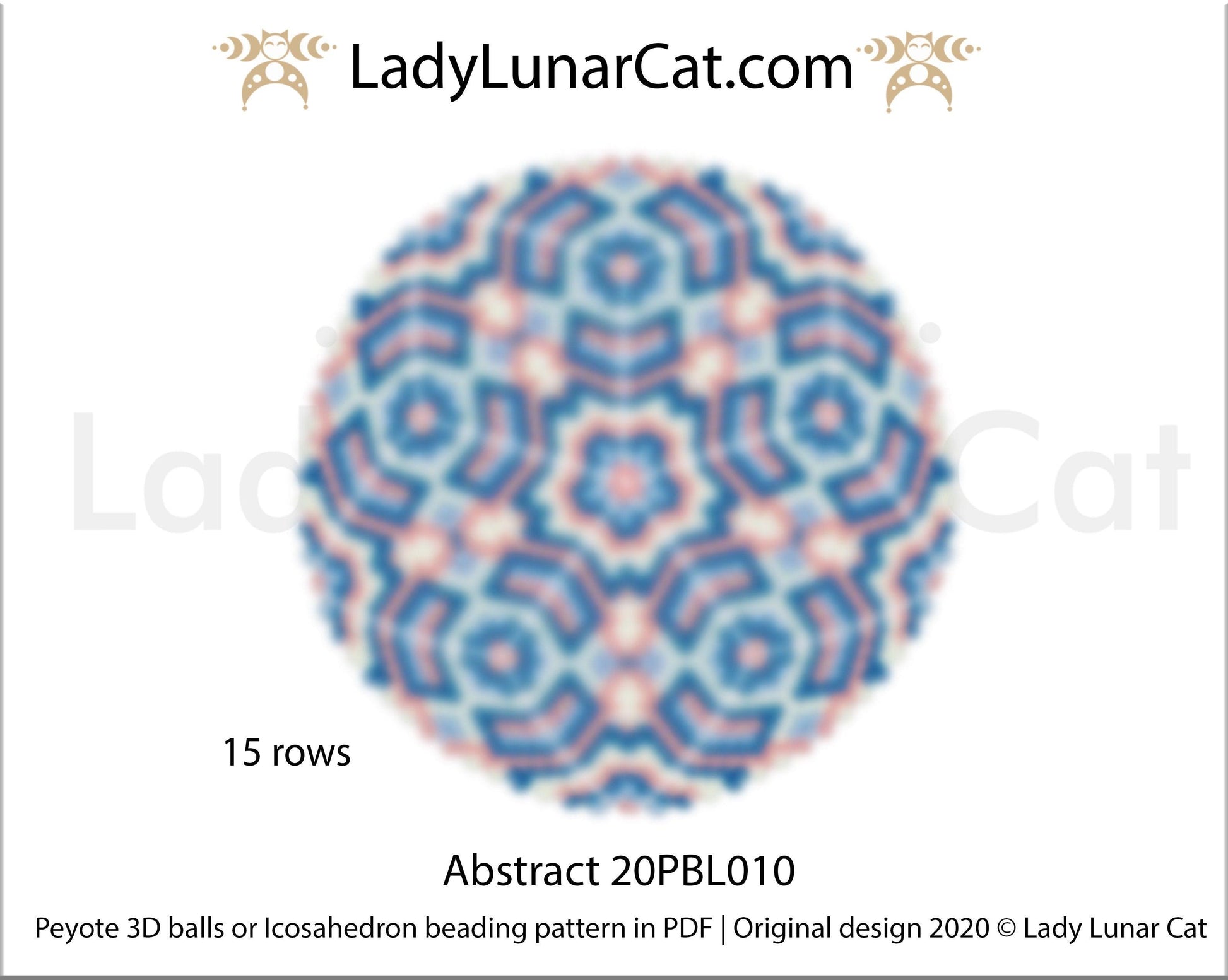Peyote 3d ball pattern for beading | Beaded Icosahedron Abstract 20PBL010 15 rows LadyLunarCat