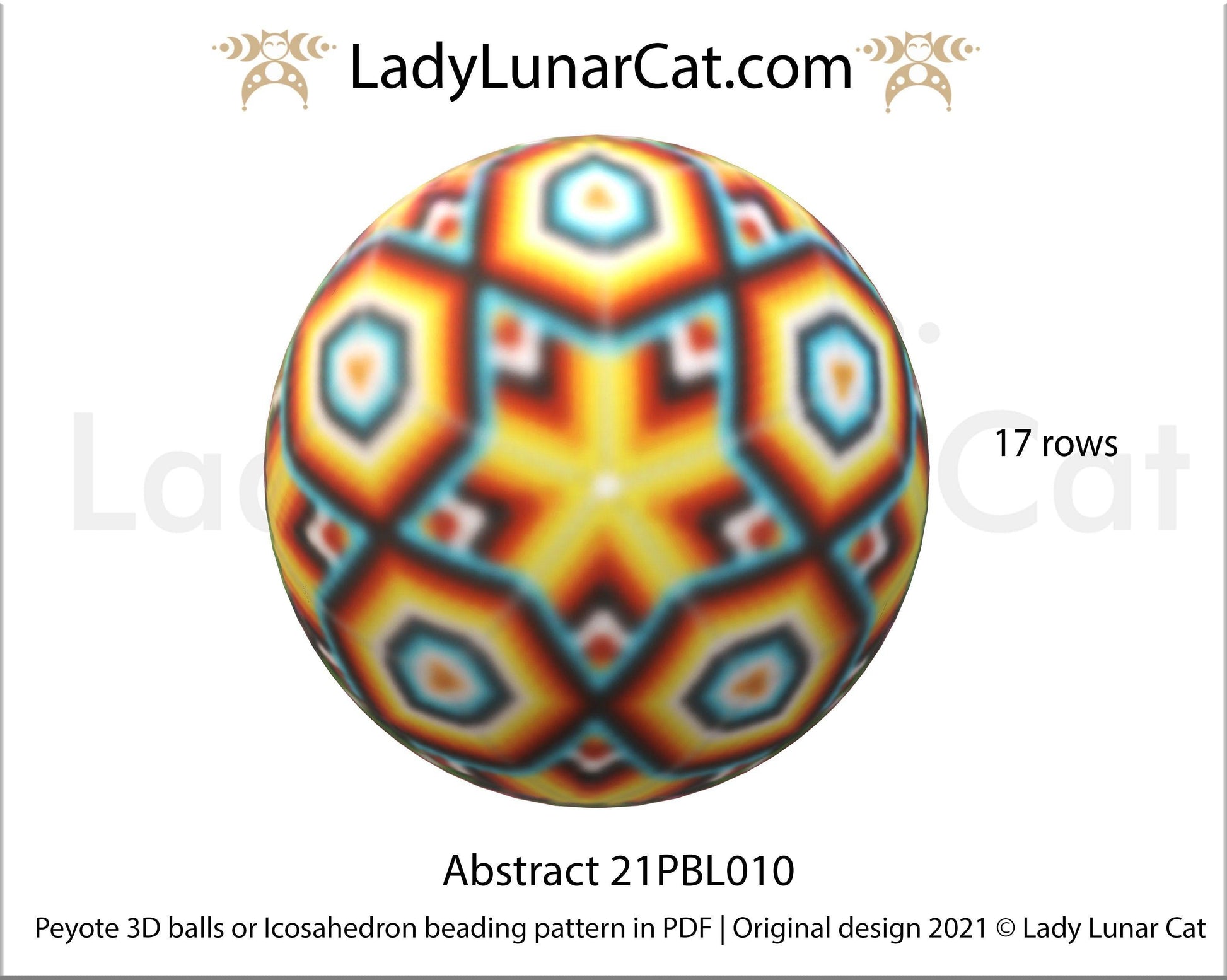 Peyote 3d ball pattern for beading | Beaded Icosahedron Abstract 21PBL010 17 rows LadyLunarCat
