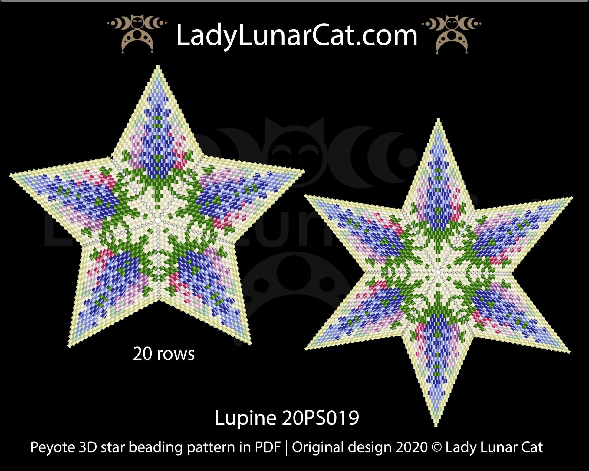 Peyote star patterns for beading Lupine flowers 20PS0019 LadyLunarCat