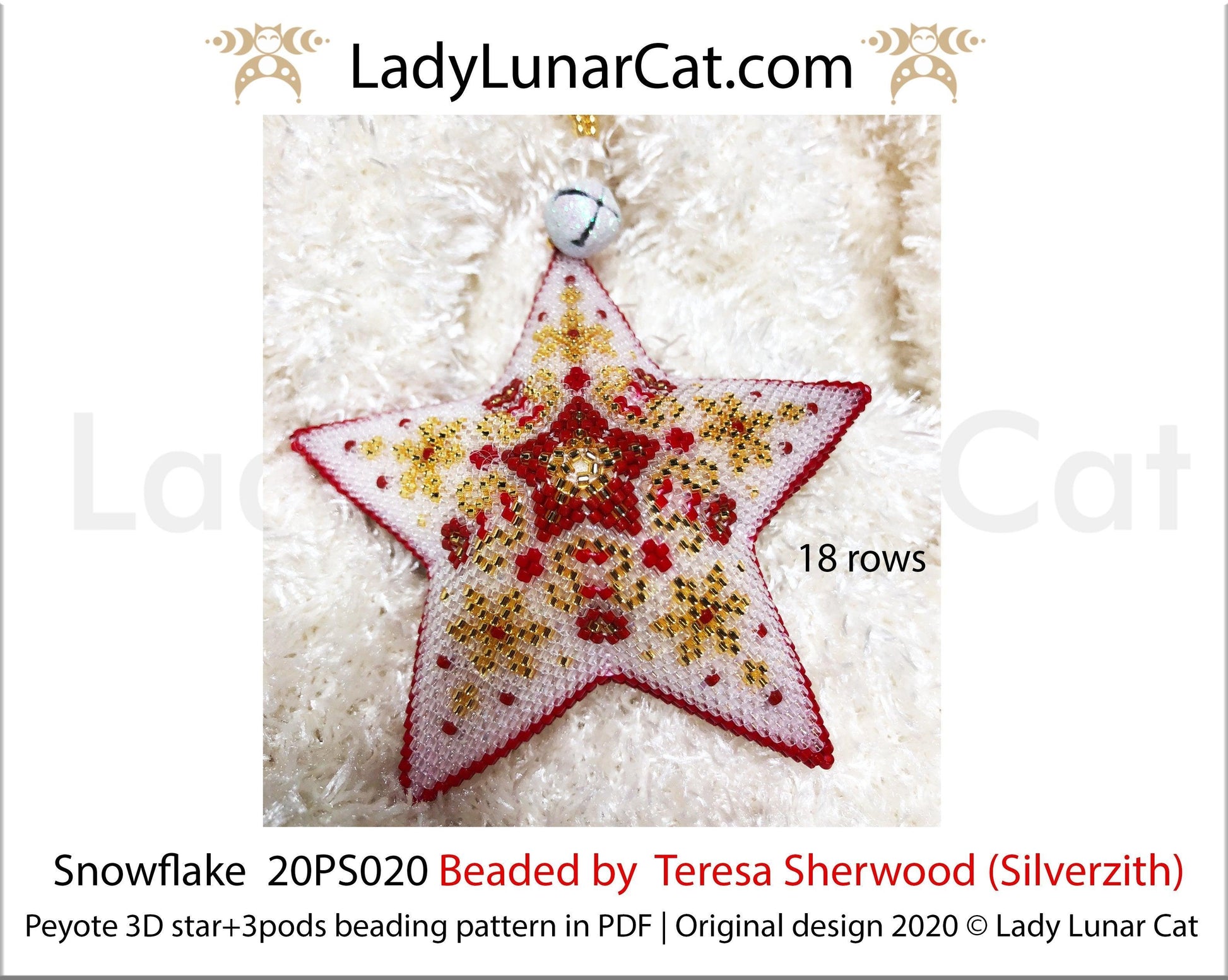 Peyote star patterns for beading and peyote pod patterns Snowflake 20PS020 LadyLunarCat