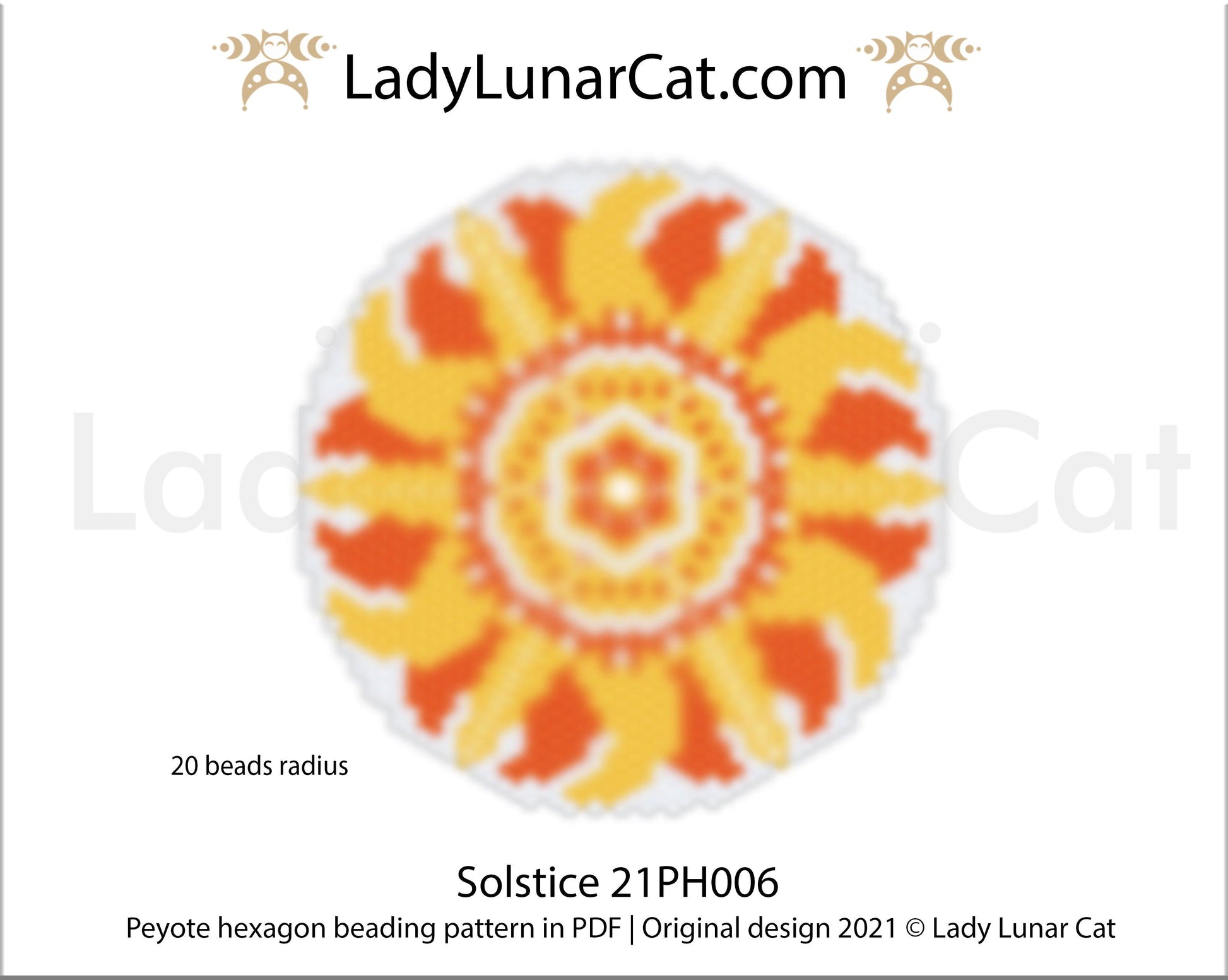 Peyote hexagon pattern for beading Solstice 21PH006 LadyLunarCat