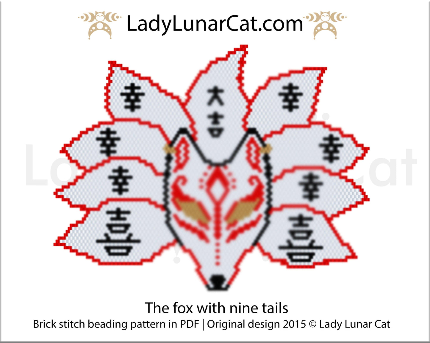 Brick stitch pattern for beading The fox with nine tails LadyLunarCat