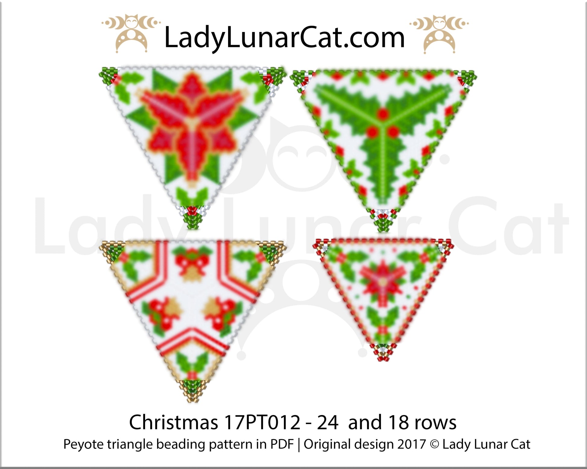 Peyote triangle pattern for beading Christmas 17PT012 LadyLunarCat
